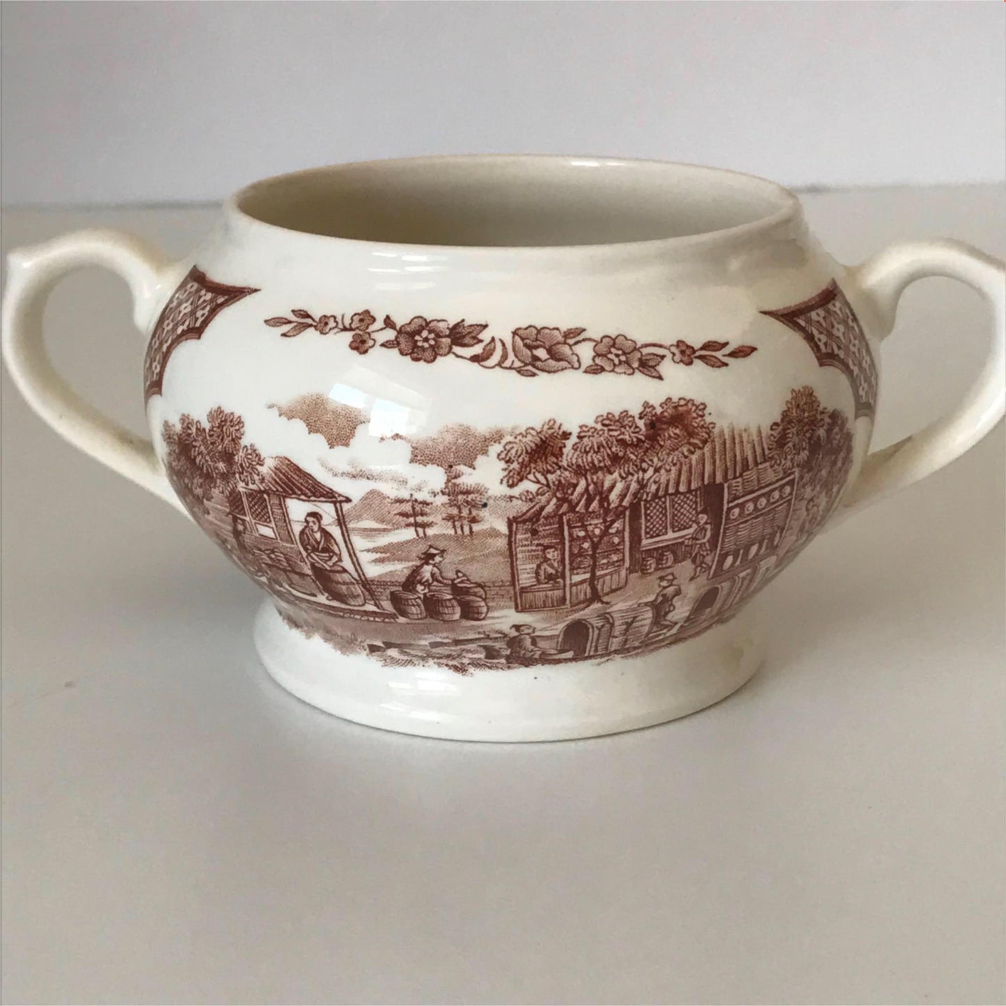 Alfred Meakin retro 1970s Small Handled Dish / sugar bowl Fair Winds brown