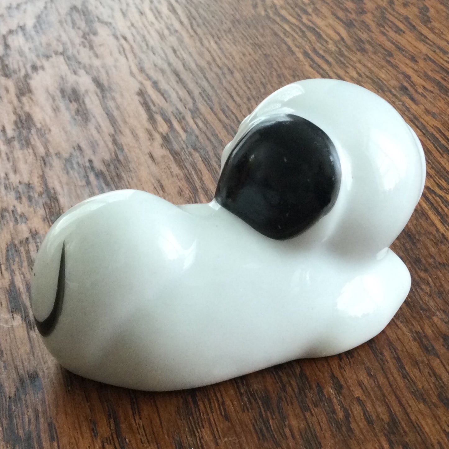 Cute Vintage black and white dog ornament blue moustache retro kitsch blue eyes