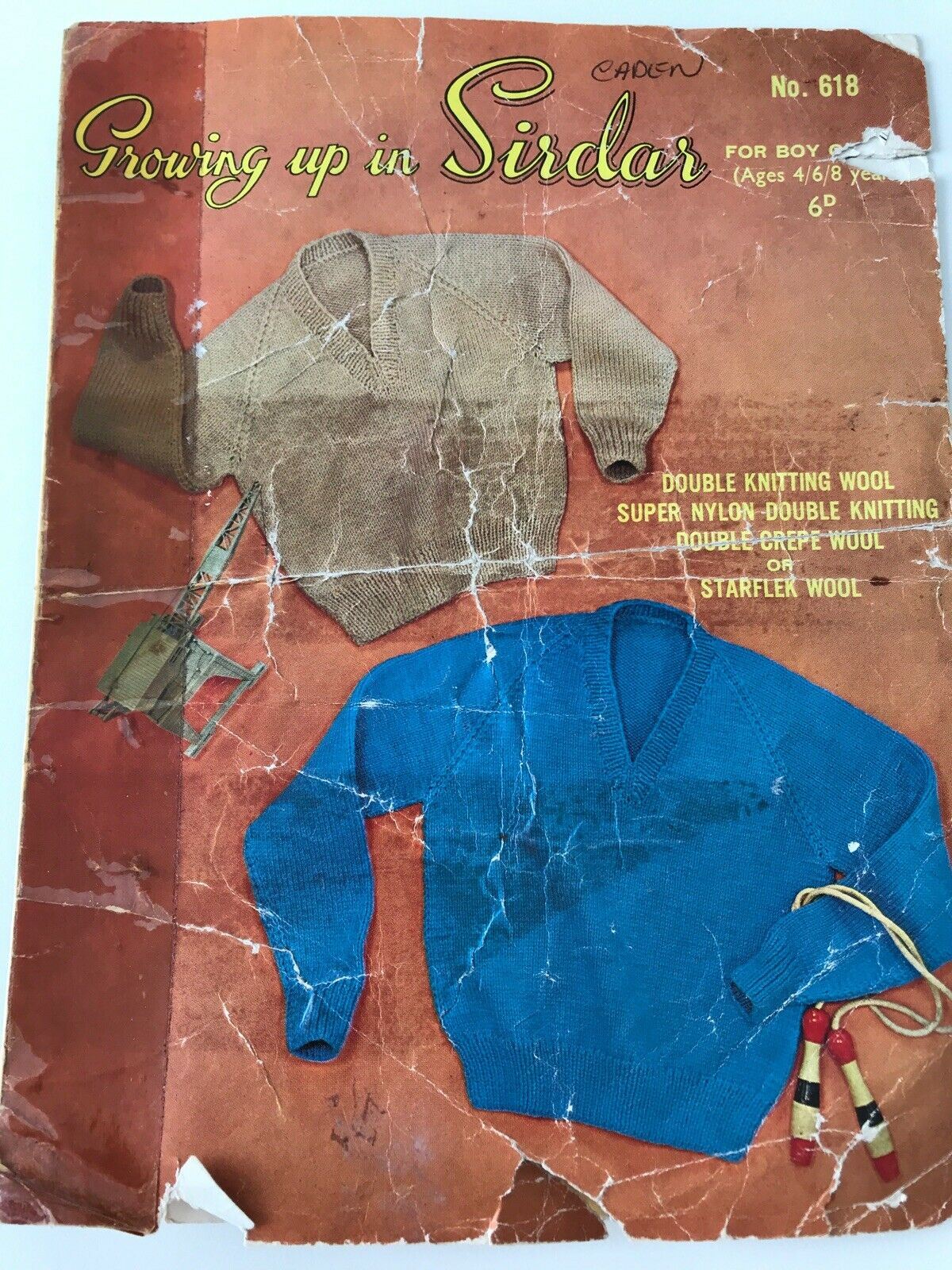 Vintage Knitting Pattern Sirdar Boy Or Girl Age 4/6/8 school jumper 1960s
