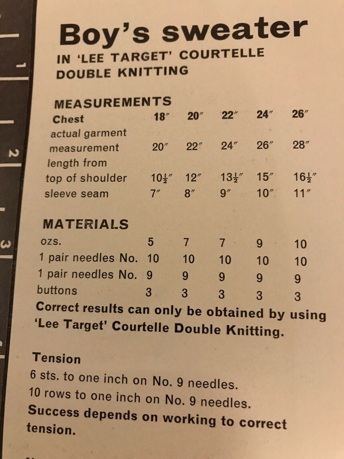 Vintage Knitting Pattern 1960s Boys Sweater With Collar Lee Target 6507
