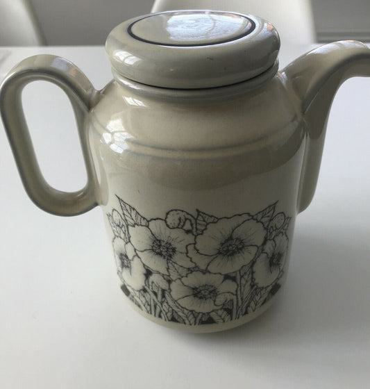 Vintage Hornsea 1970s Coffee Pot. Brown Poppy Design Floral. Cornrose. Retro
