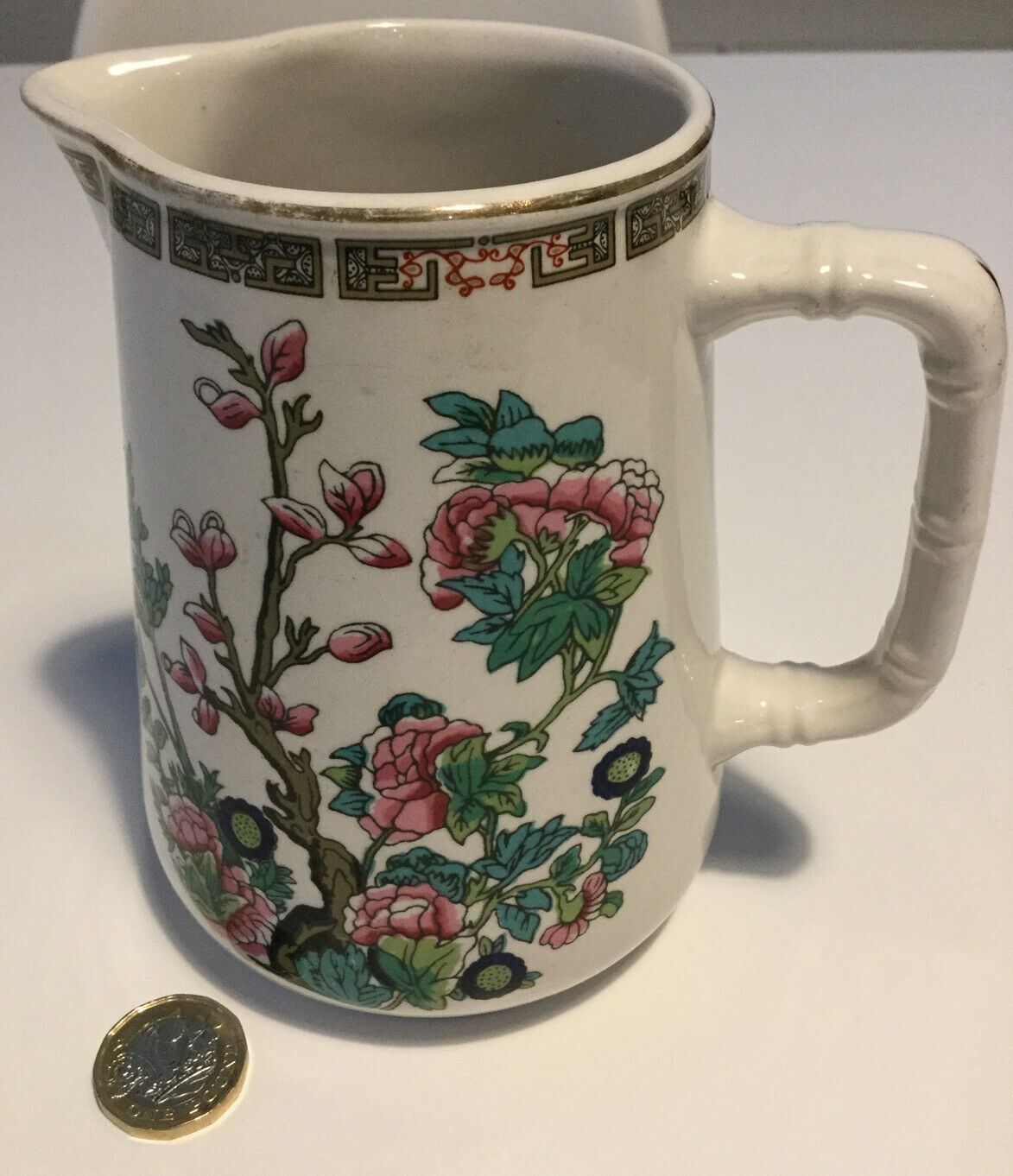 Small Vintage Floral Jug. Indian Tree. Sampson Bridgewood Ironstone. English. Pretty blossom design.
