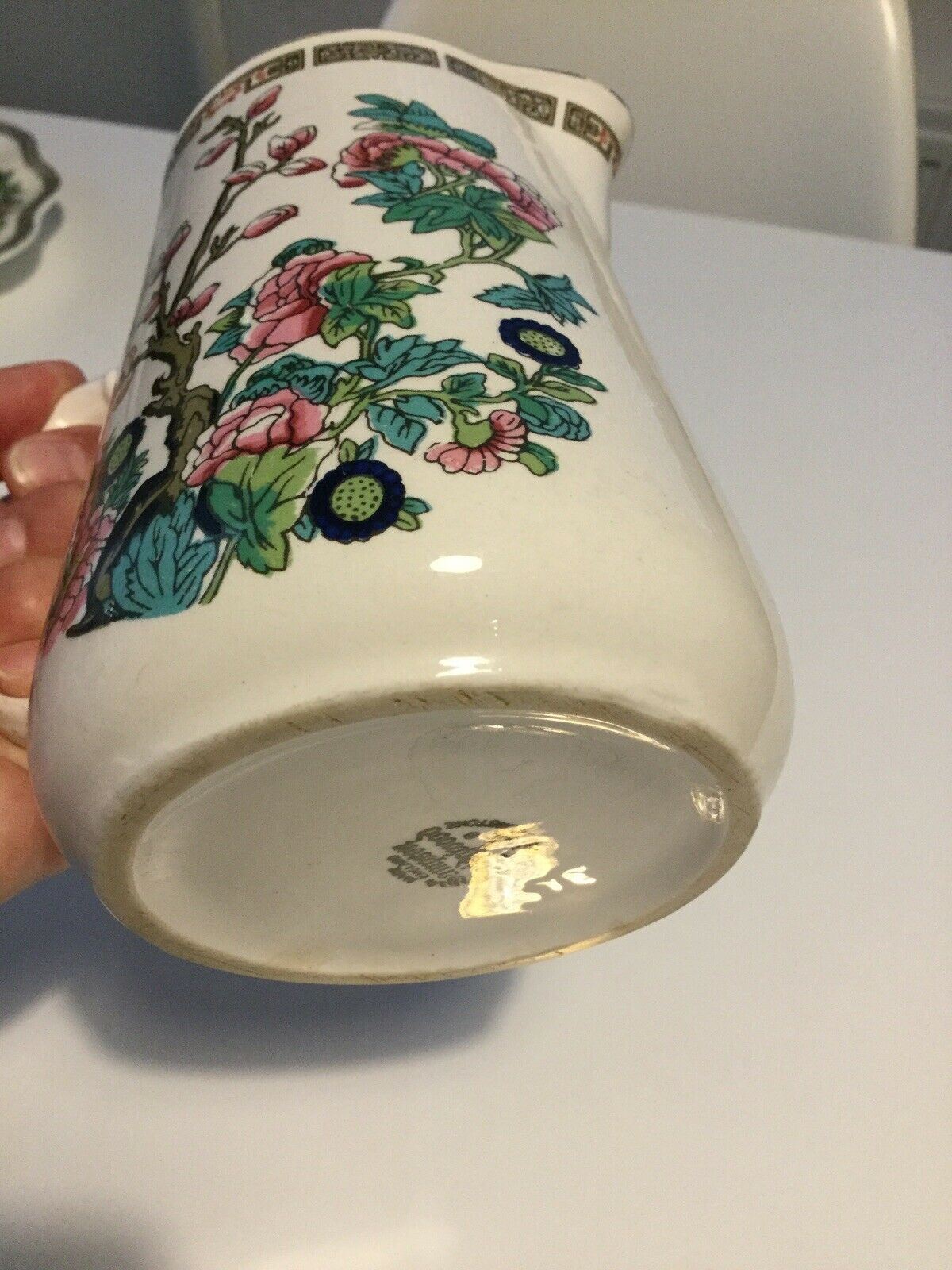 Small Vintage Floral Jug. Indian Tree. Sampson Bridgewood Ironstone. English. Pretty blossom design.