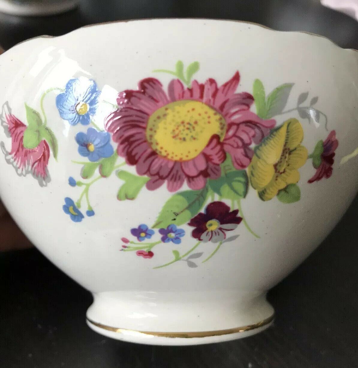 Pretty Vintage Royal Cauldon Sugar Bowl / Trinket Bowl . Pretty country style floral design.