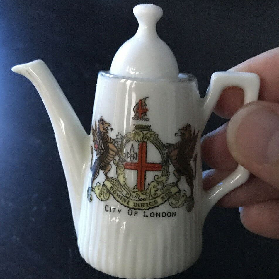 The Dainty Ware Co. Miniature China Coffee Pot. City Of London Coat Of Arms. Souvenir.
