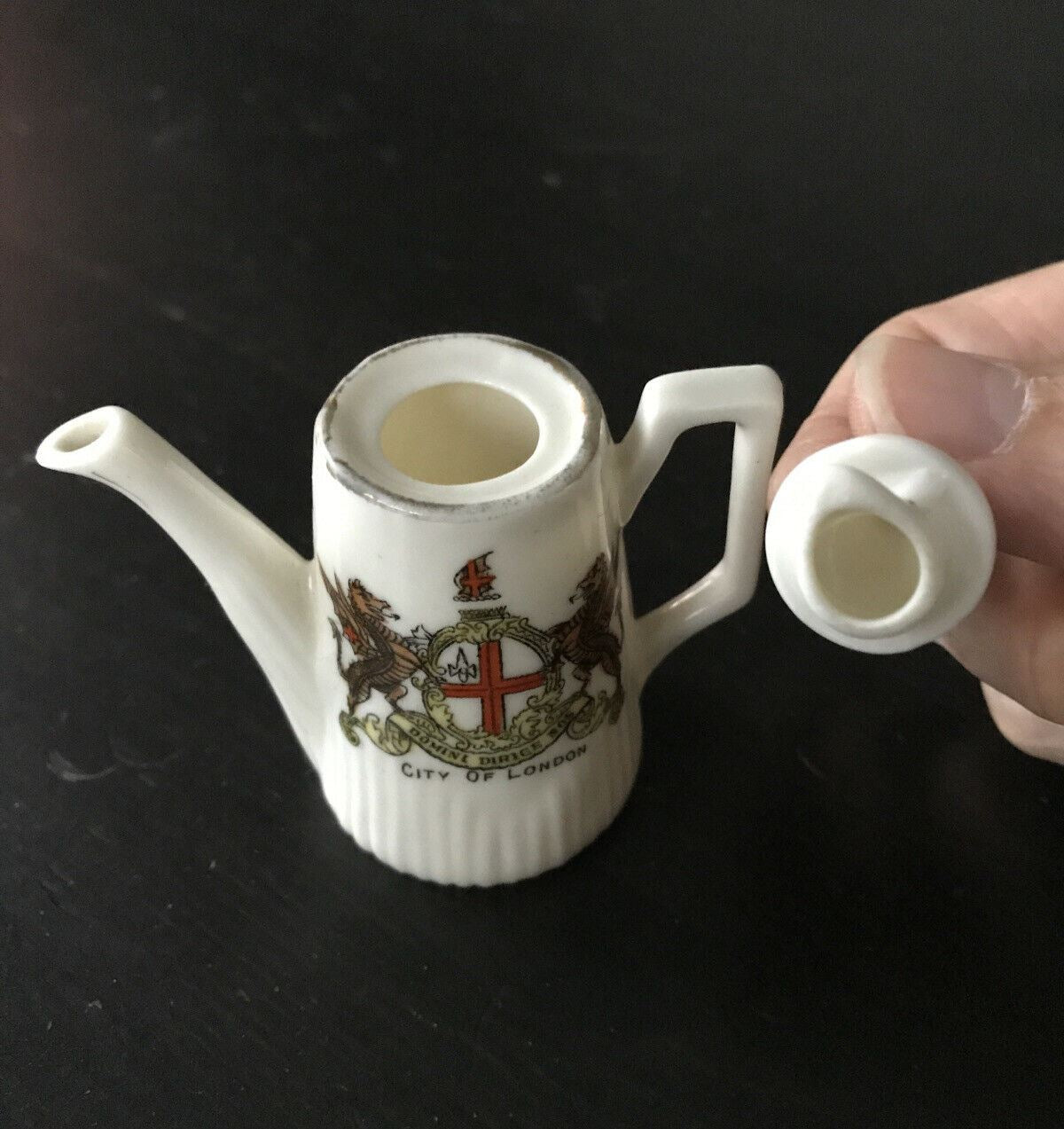 The Dainty Ware Co. Miniature China Coffee Pot. City Of London Coat Of Arms. Souvenir.
