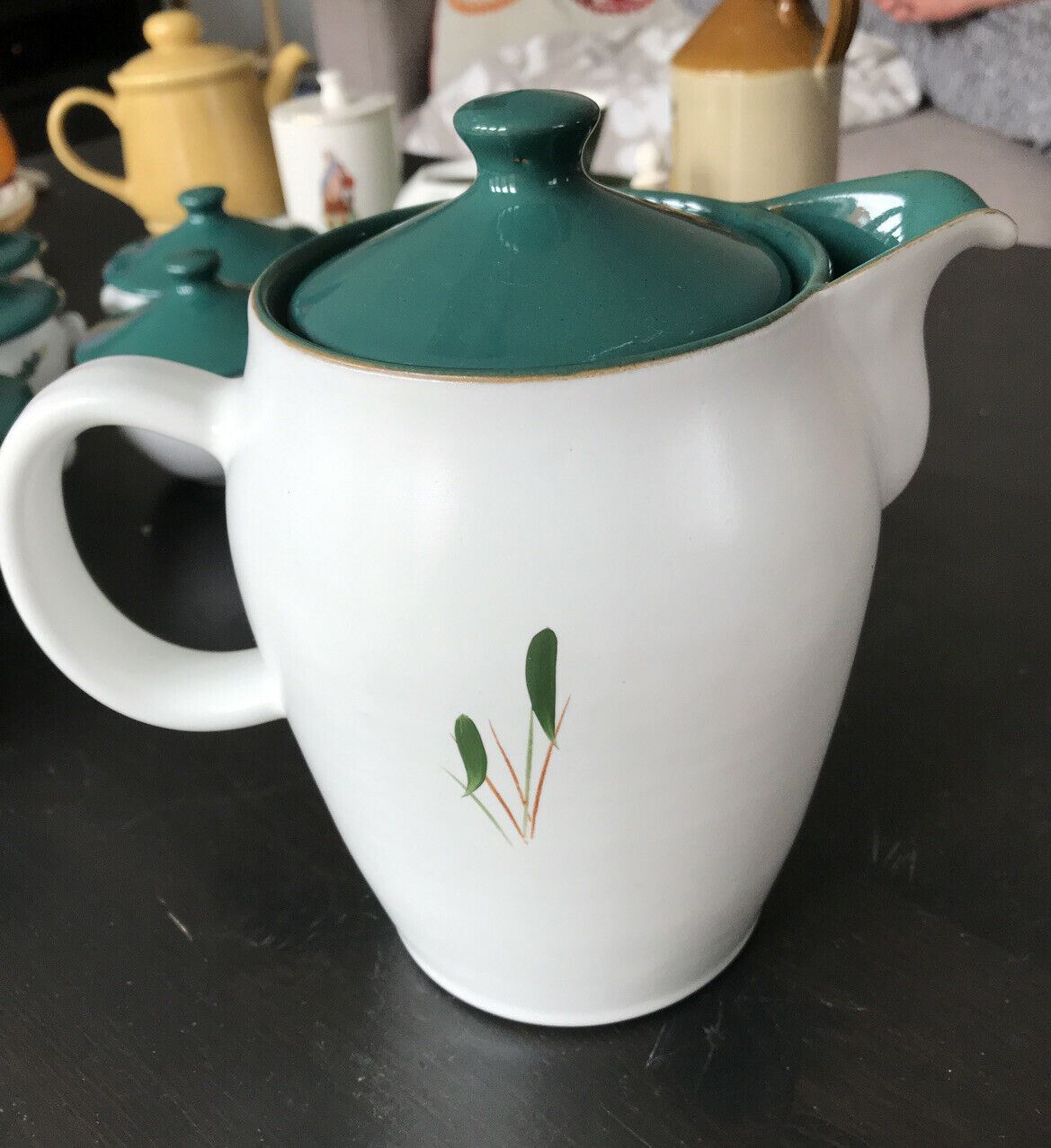 Vintage Mid Century Denby Coffee Pot Greenwheat Iconic Design 50s 60s 70s Green