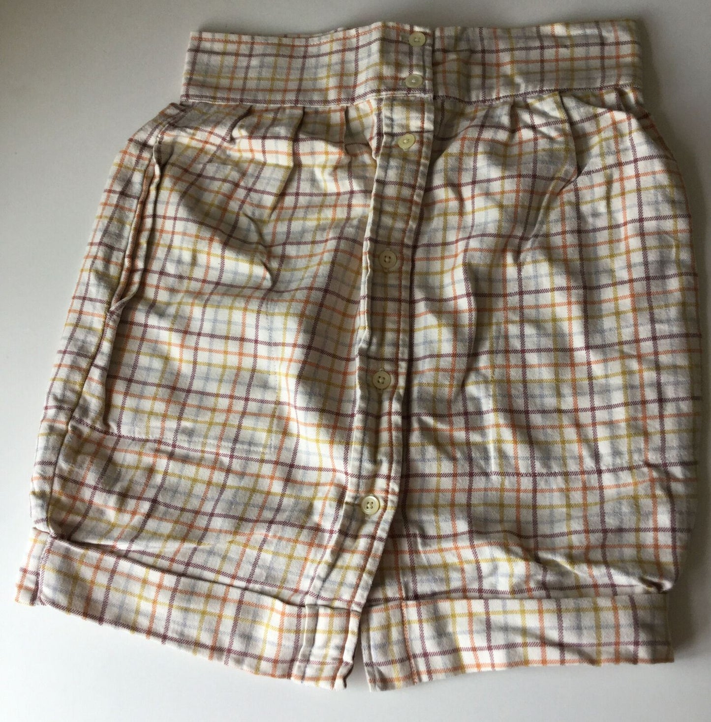 Retro Check Mini Skirt Made From Vintage Shirt Size 6-8 26” Waist Upcycled Festival wear