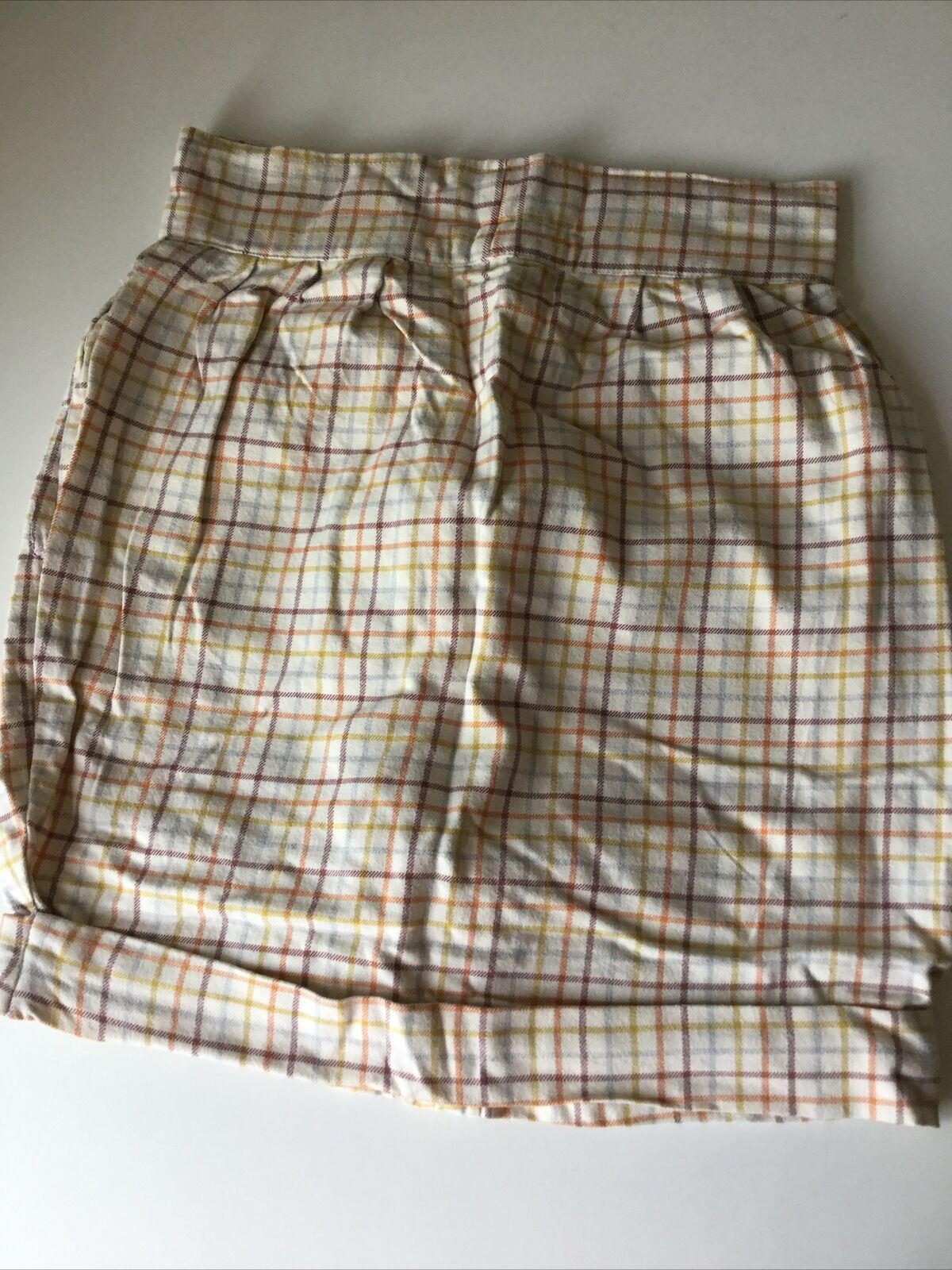 Retro Check Mini Skirt Made From Vintage Shirt Size 6-8 26” Waist Upcycled Festival wear