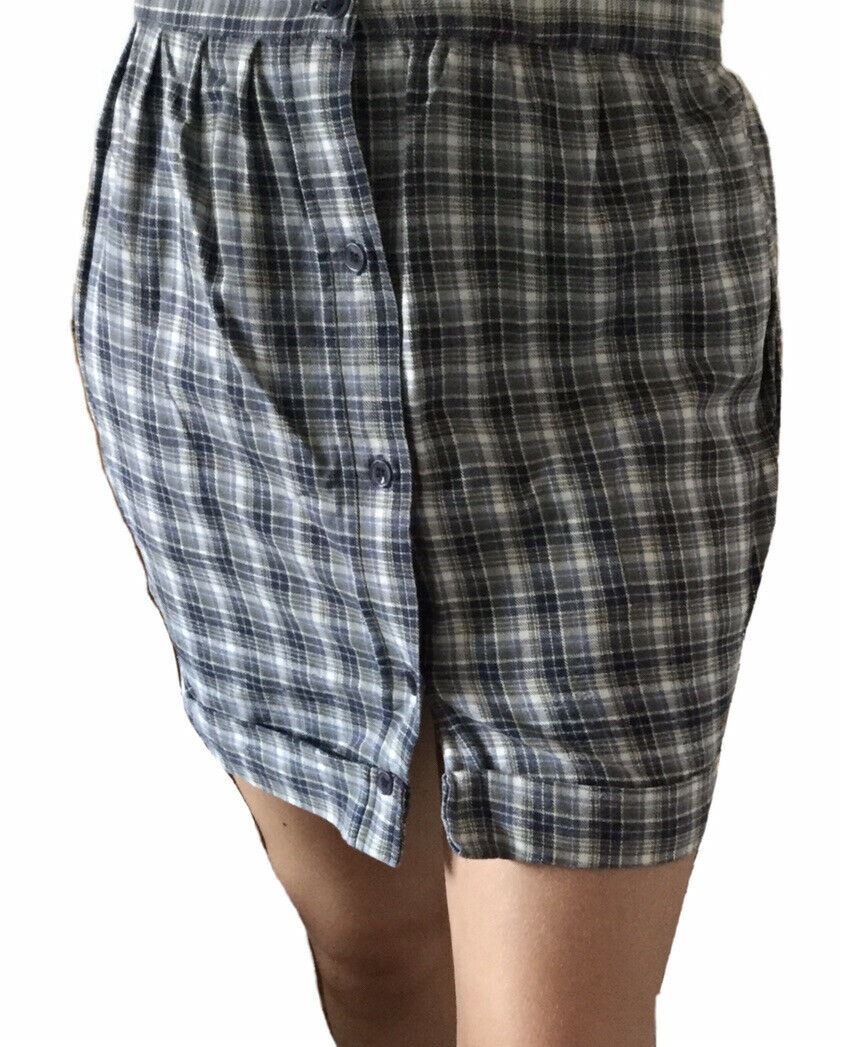 Retro Check Mini Skirt Made From Vintage Shirt Size 6-8 26” Waist Upcycled Festival wear