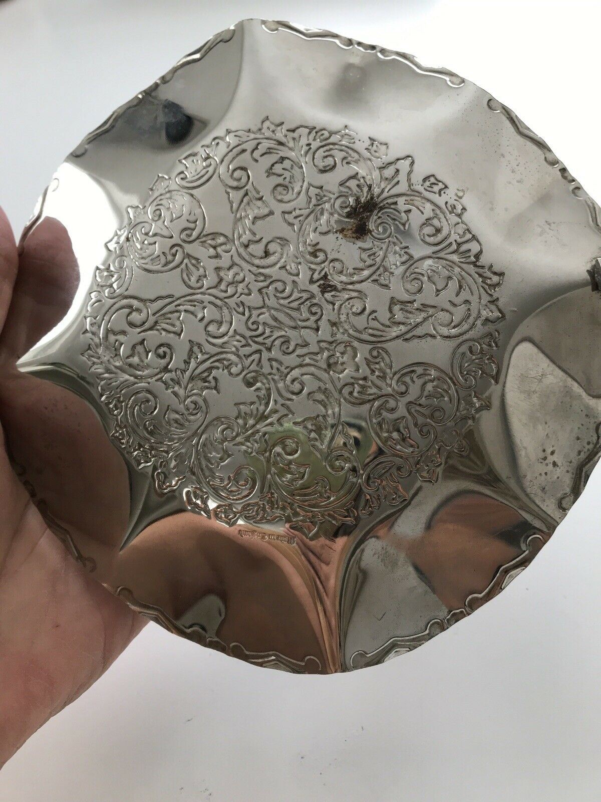 Vintage English Silver Plated And Glass Condiment Server with spoon