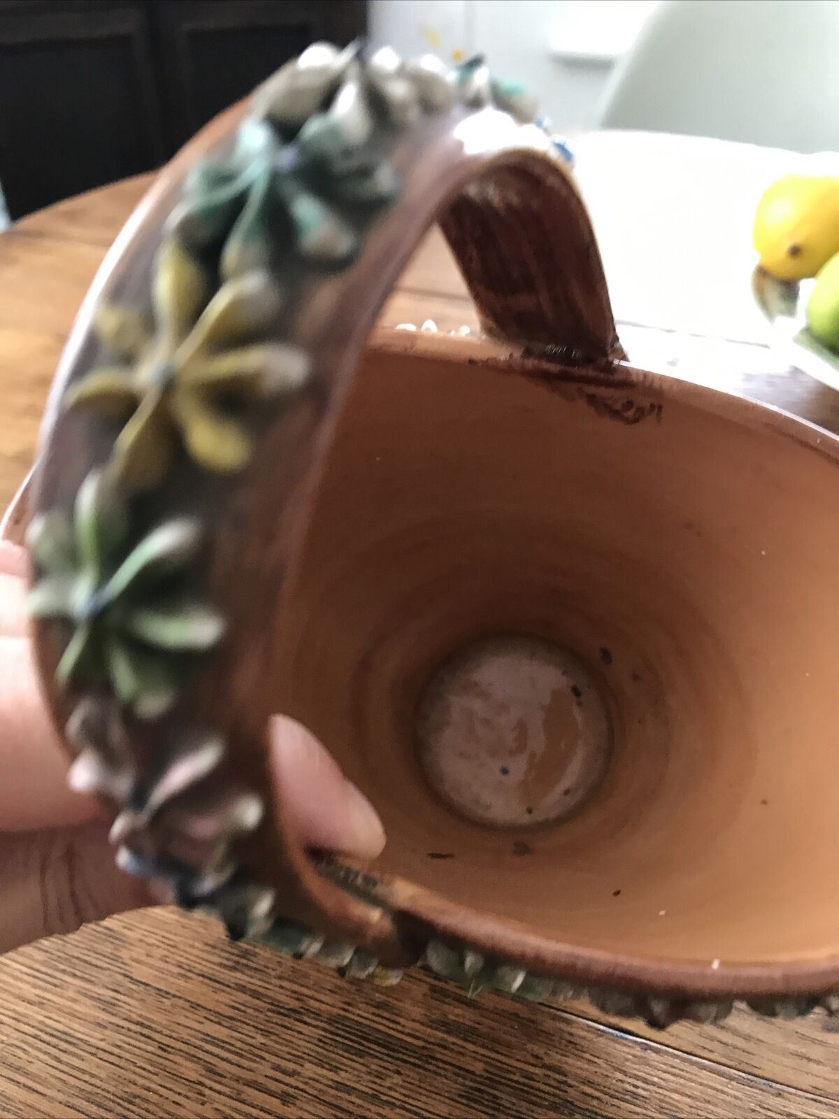 Vintage 1950s Italian Ceramic Posy Basket. Iced Gem Bowl Retro Kitsch Quirky