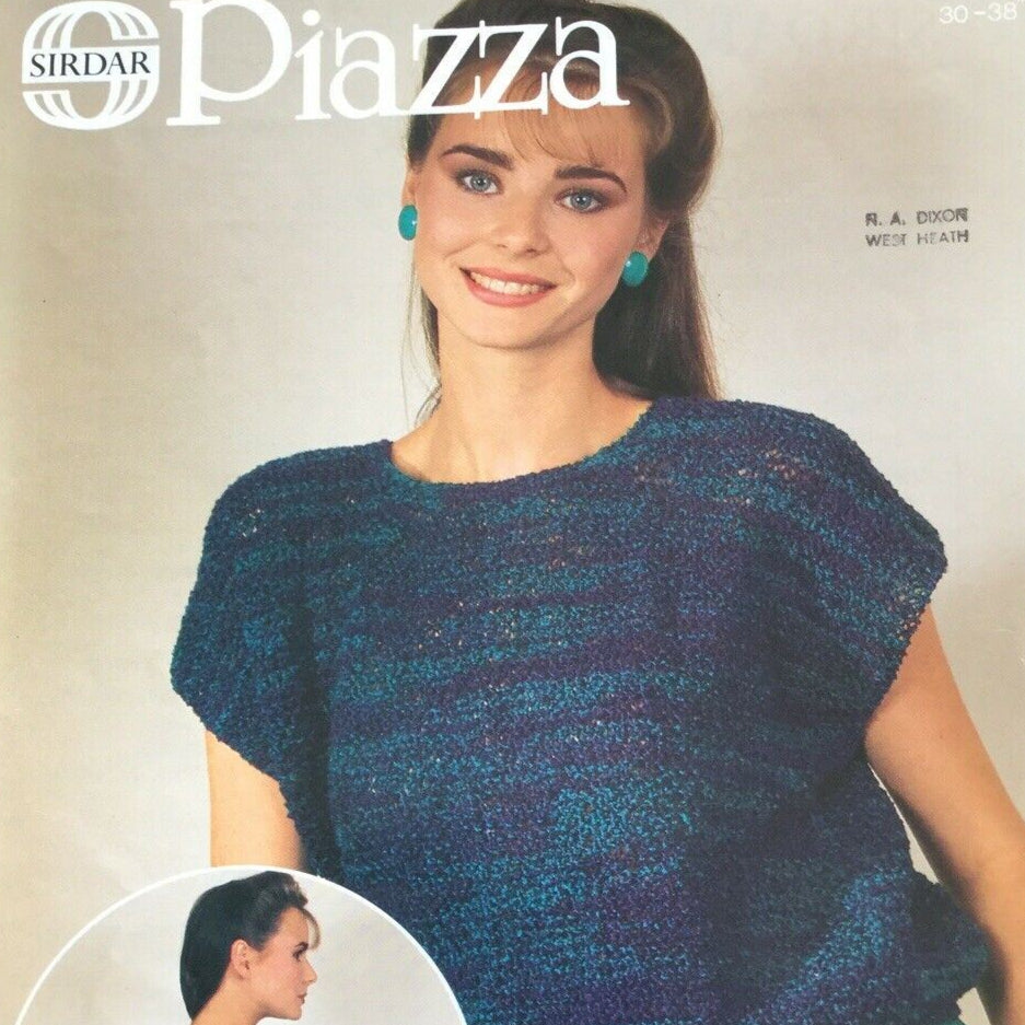 Vintage 1980s / 1990s Sirdar Ladies Knitting Pattern - Piazza 6723 - Short Sleeve Top With Open Back - DK yarn
