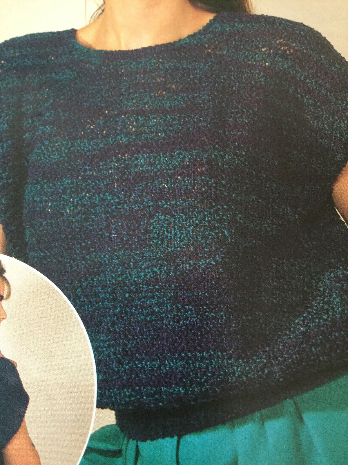 Vintage 1980s / 1990s Sirdar Ladies Knitting Pattern - Piazza 6723 - Short Sleeve Top With Open Back - DK yarn