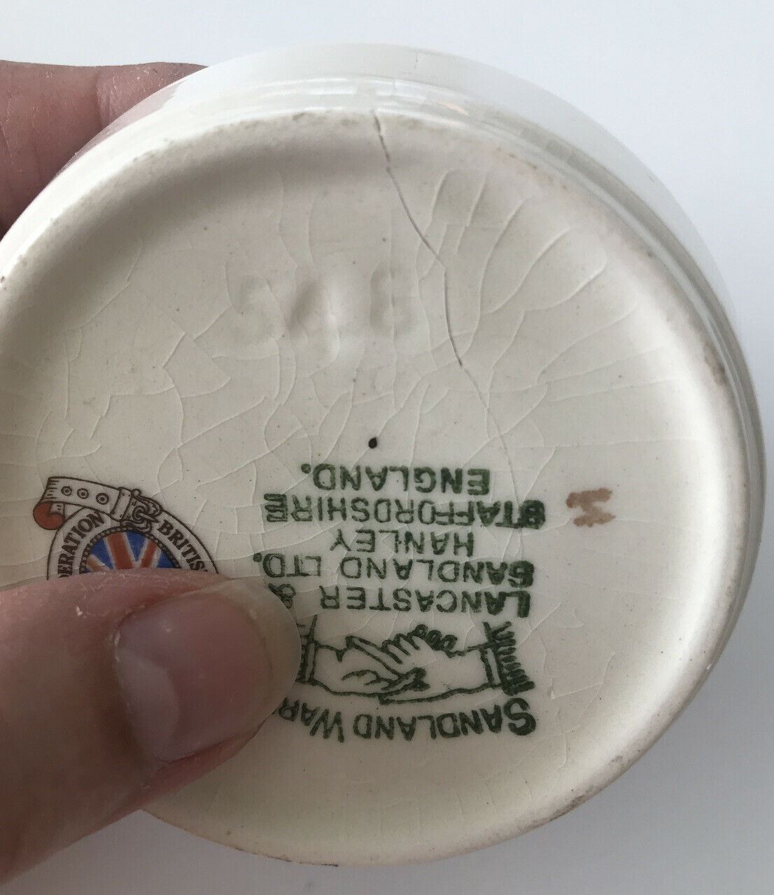Queen Elizabeth Coronation Trinket Dish Bowl. 1953. Sandland Ware. Cracked