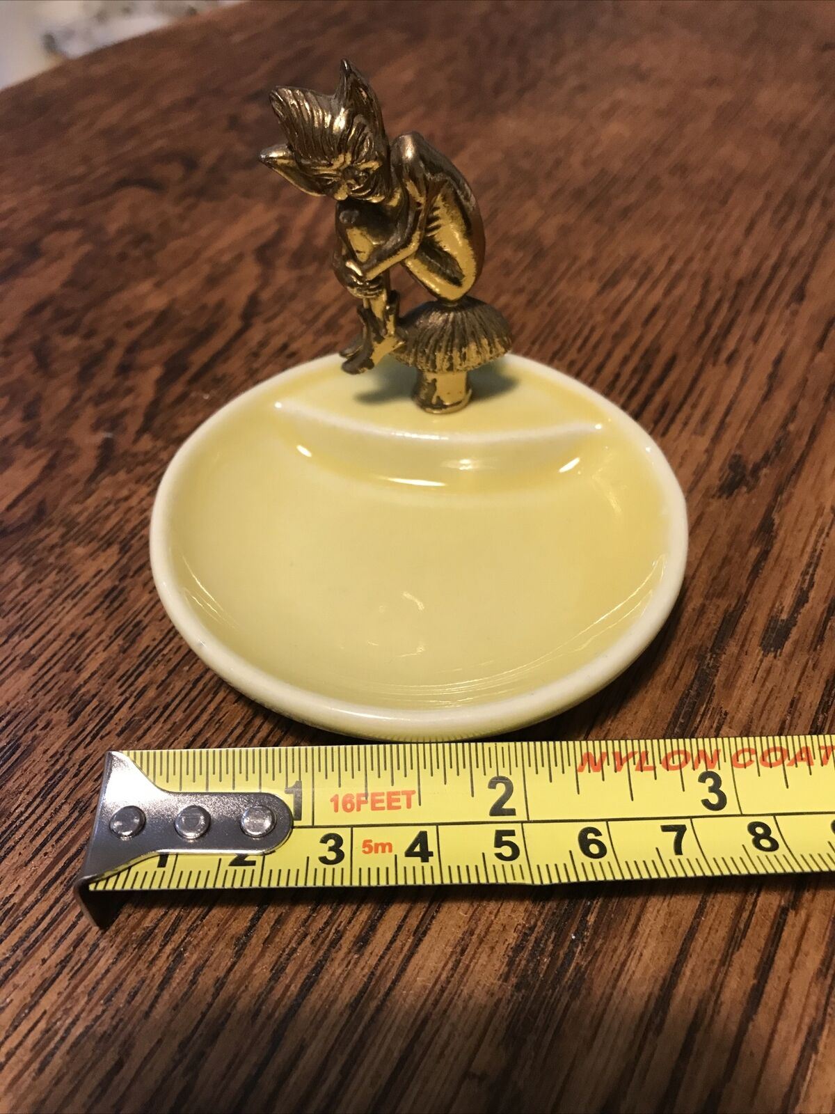 Vintage Trinket Dish / Coin / Key Dish. Lucky Pixie Piskie. Gold And Yellow. Wade.