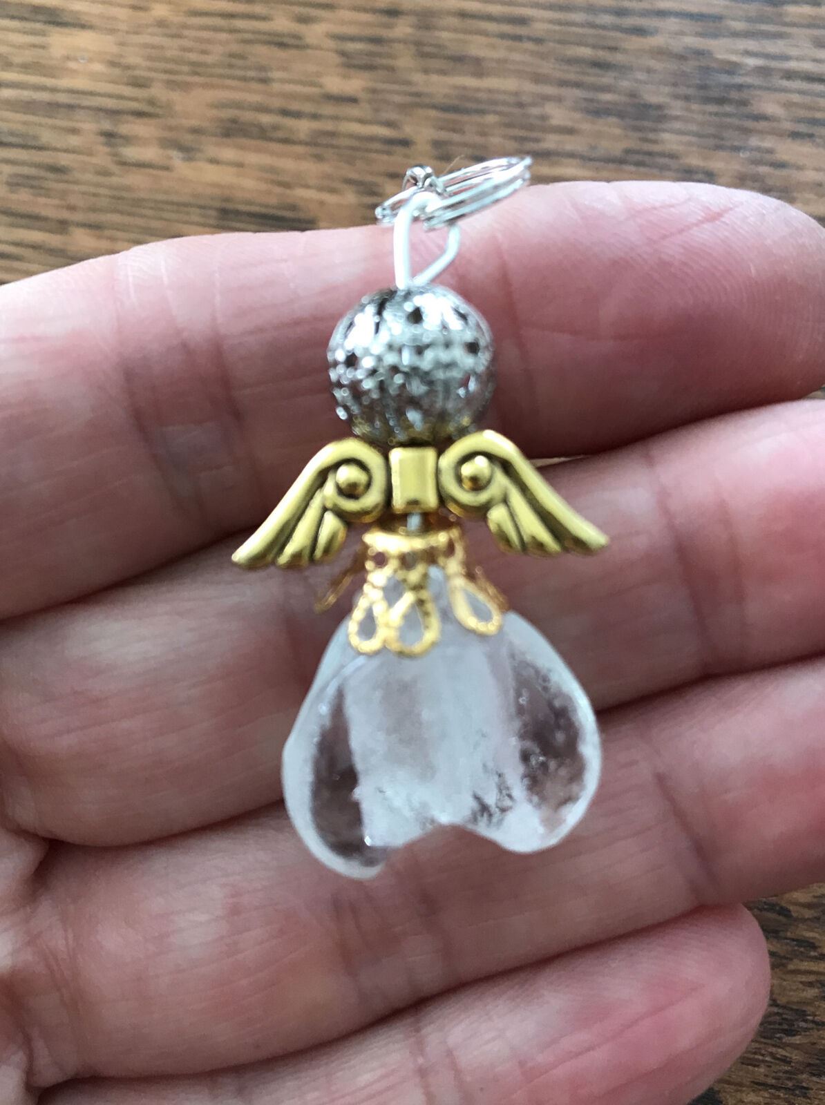 Lucky Angel Glass Keyring / Bag Charm. Easter Gift / Stocking filler. Handmade. Kitsch