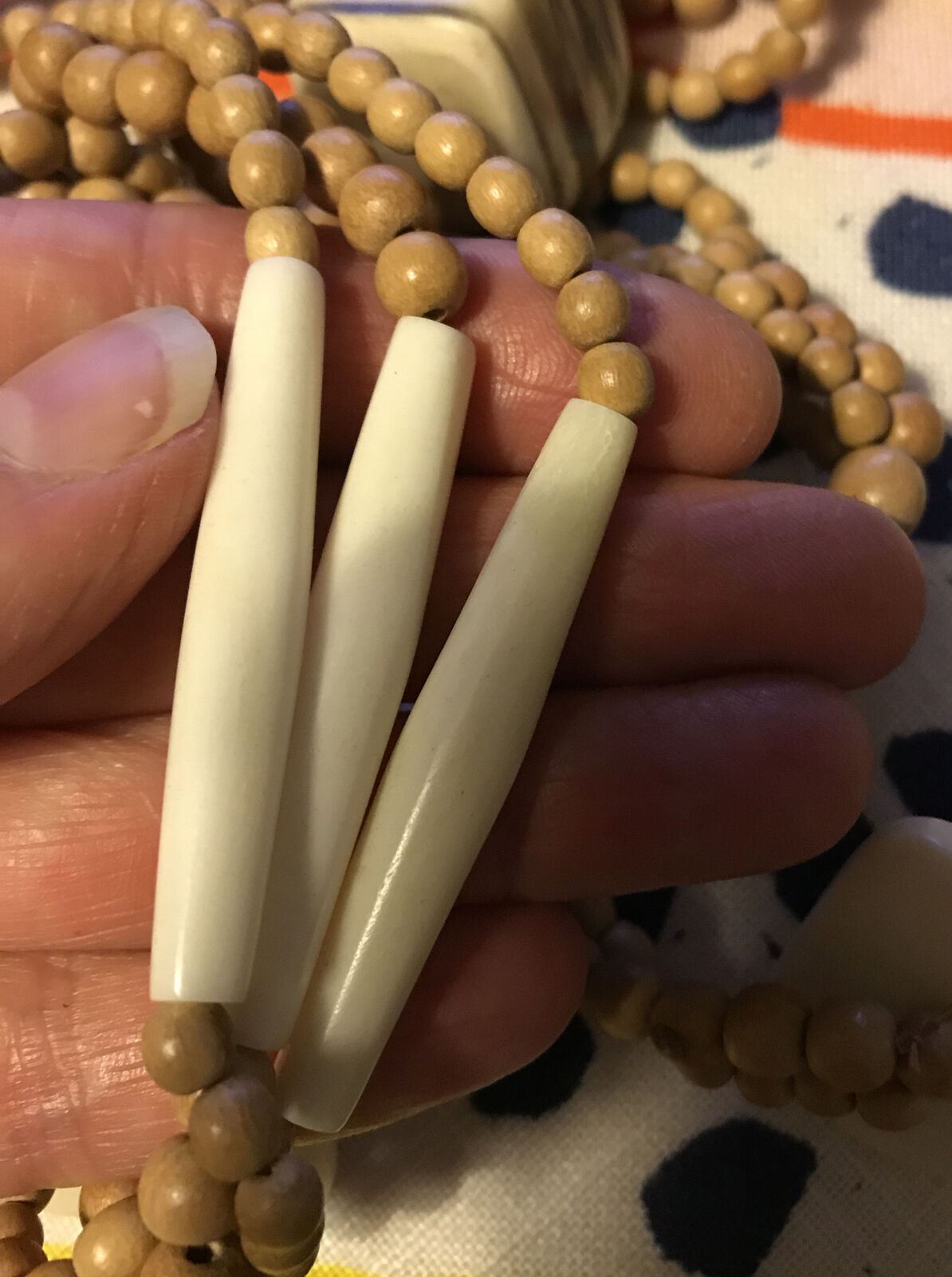 Long Boho Natural Colour Chunky Bead Necklace Festival Summer Beachy