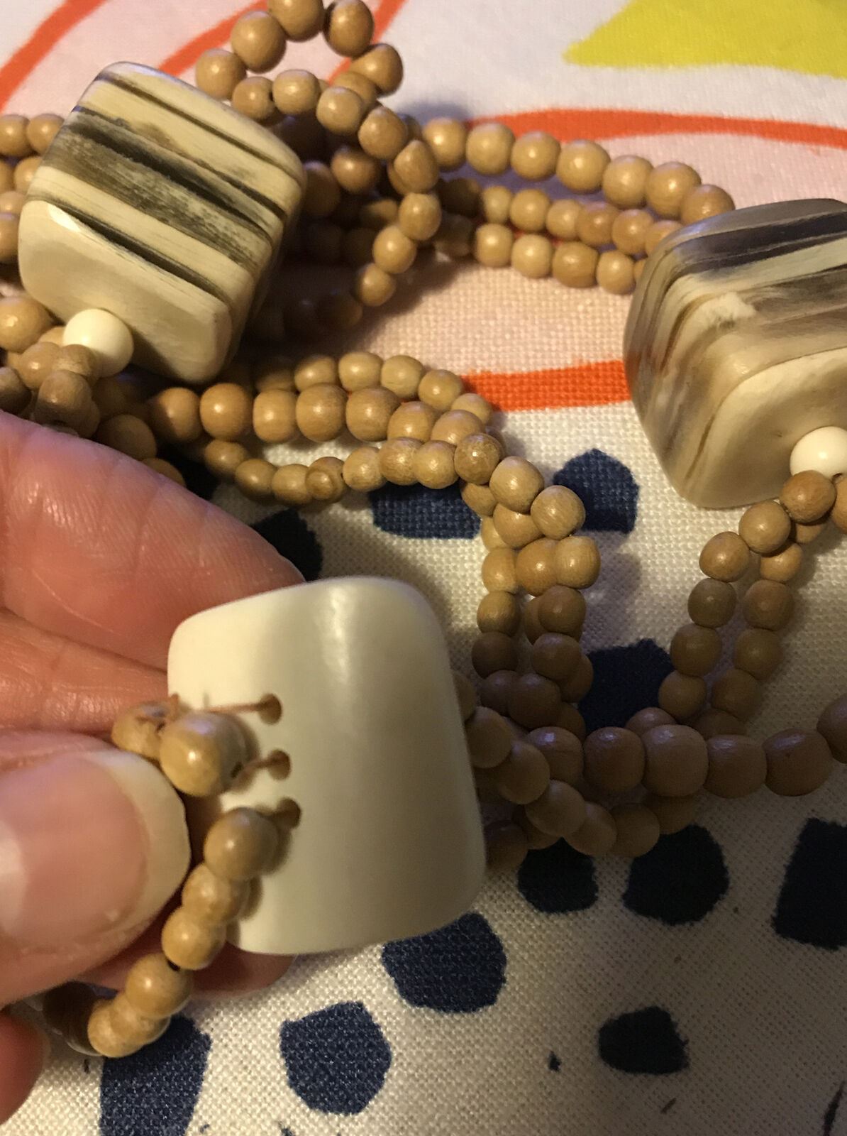 Long Boho Natural Colour Chunky Bead Necklace Festival Summer Beachy
