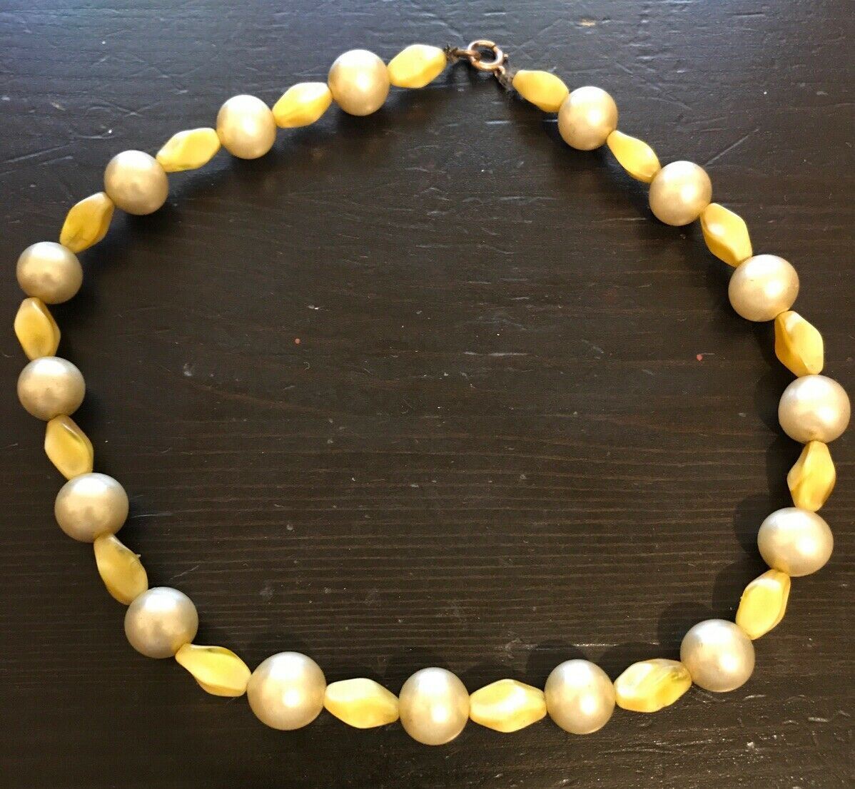 Vintage Choker Necklace Artificial Pearls And Glass/stone Beads 15 Inch