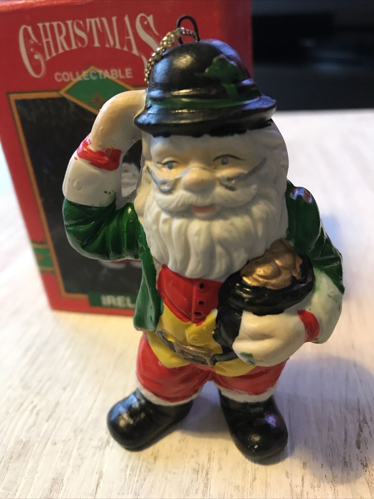 Vintage 1990s Father Christmas / Santa Tree Ornament / Bauble - Ireland - Irish Santa