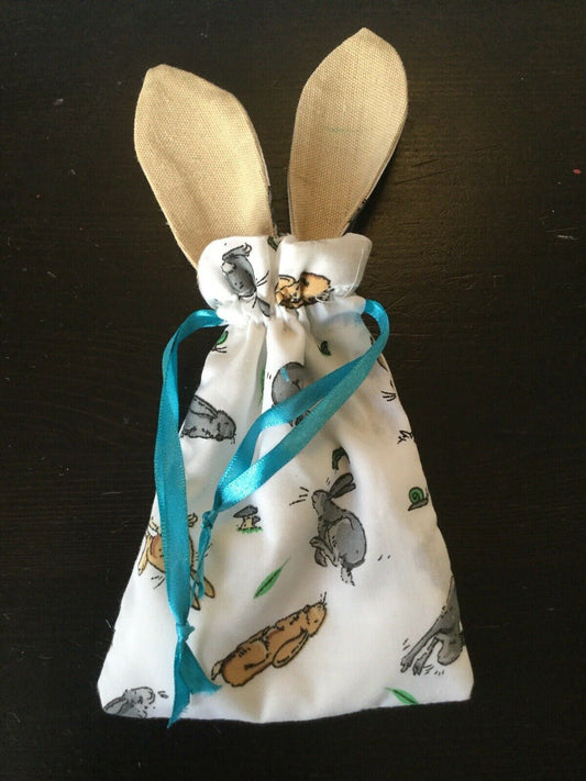 Mini Easter Egg Bags- Perfect For Mini Eggs. Handmade In UK. Easter Bunny. PINK RIBBON ONLY LEFT
