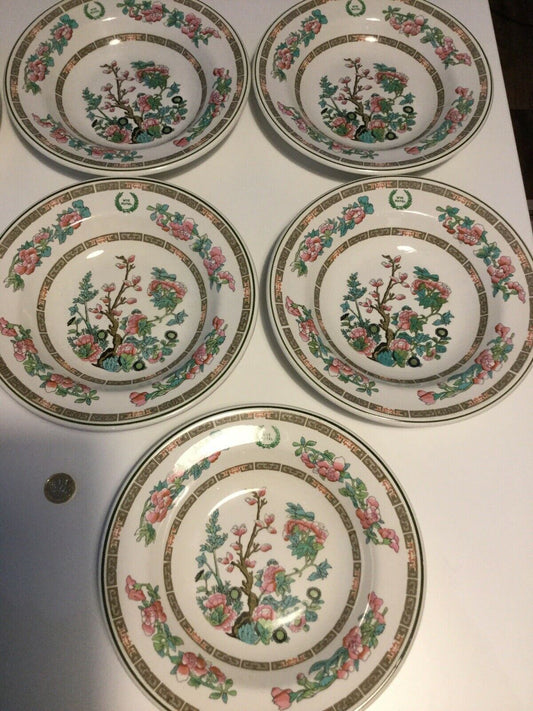 WYE HOTEL 5 x Vintage Floral Bowls. Indian Tree. Hotel Ware . 22 Cm Burslem