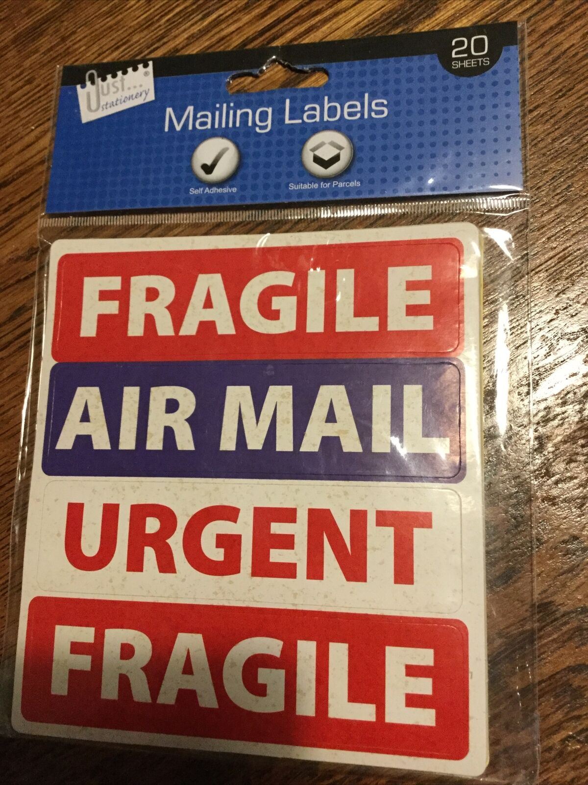 Pack Of Mailing Labels. Fragile. Air Mail. Urgent. 80 Labels. Self Adhesive.