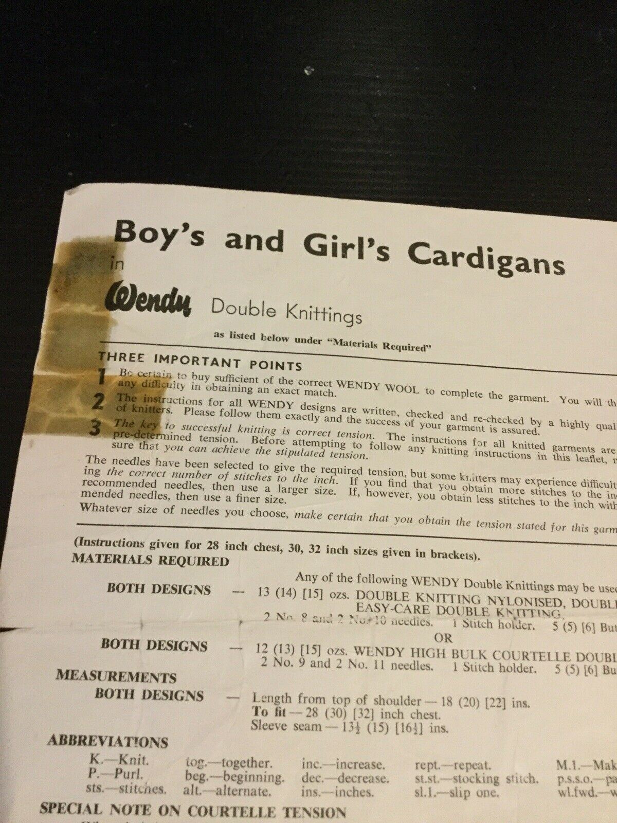 Vintage Knitting Pattern 1960s. Boys And Girls Cardigans. 28”-32” Chest. Wendy.