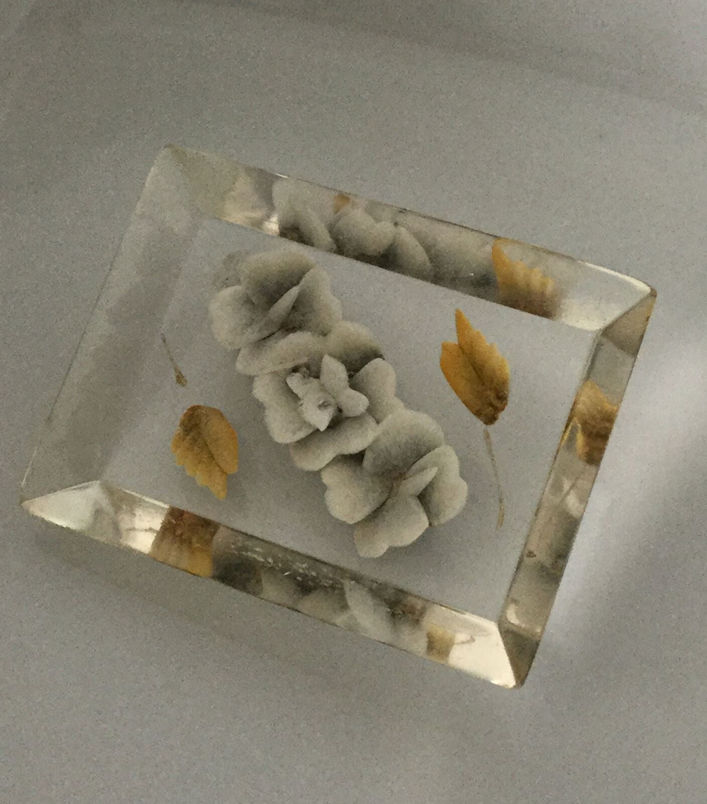 Vintage 40s 50s Oblong Floral Brooch Pin Jewellery. Reverse Carved. Lucite.