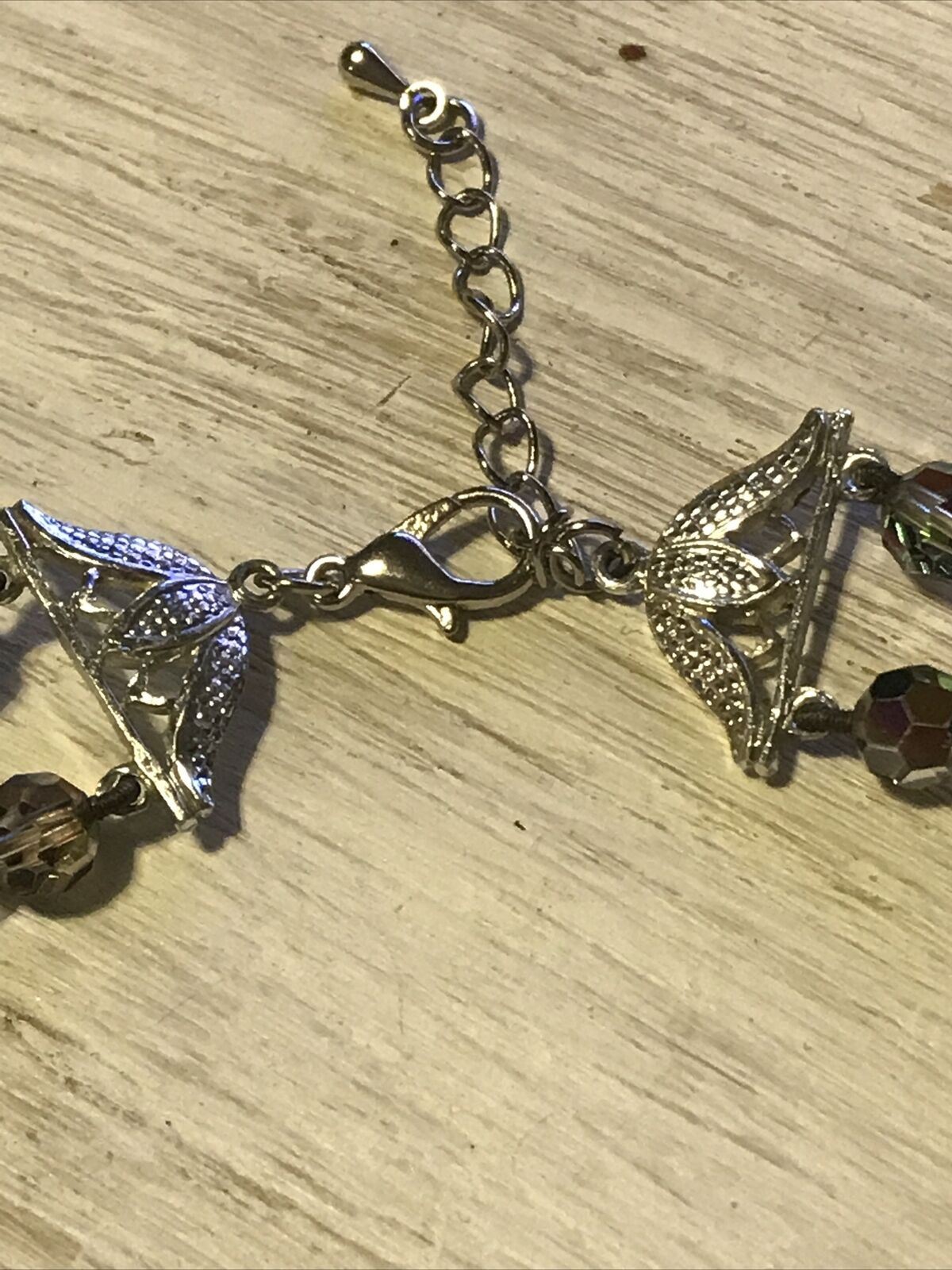 Vintage 2 Strand Necklace, Coloured Aurora Borealis Faceted Glass Beads