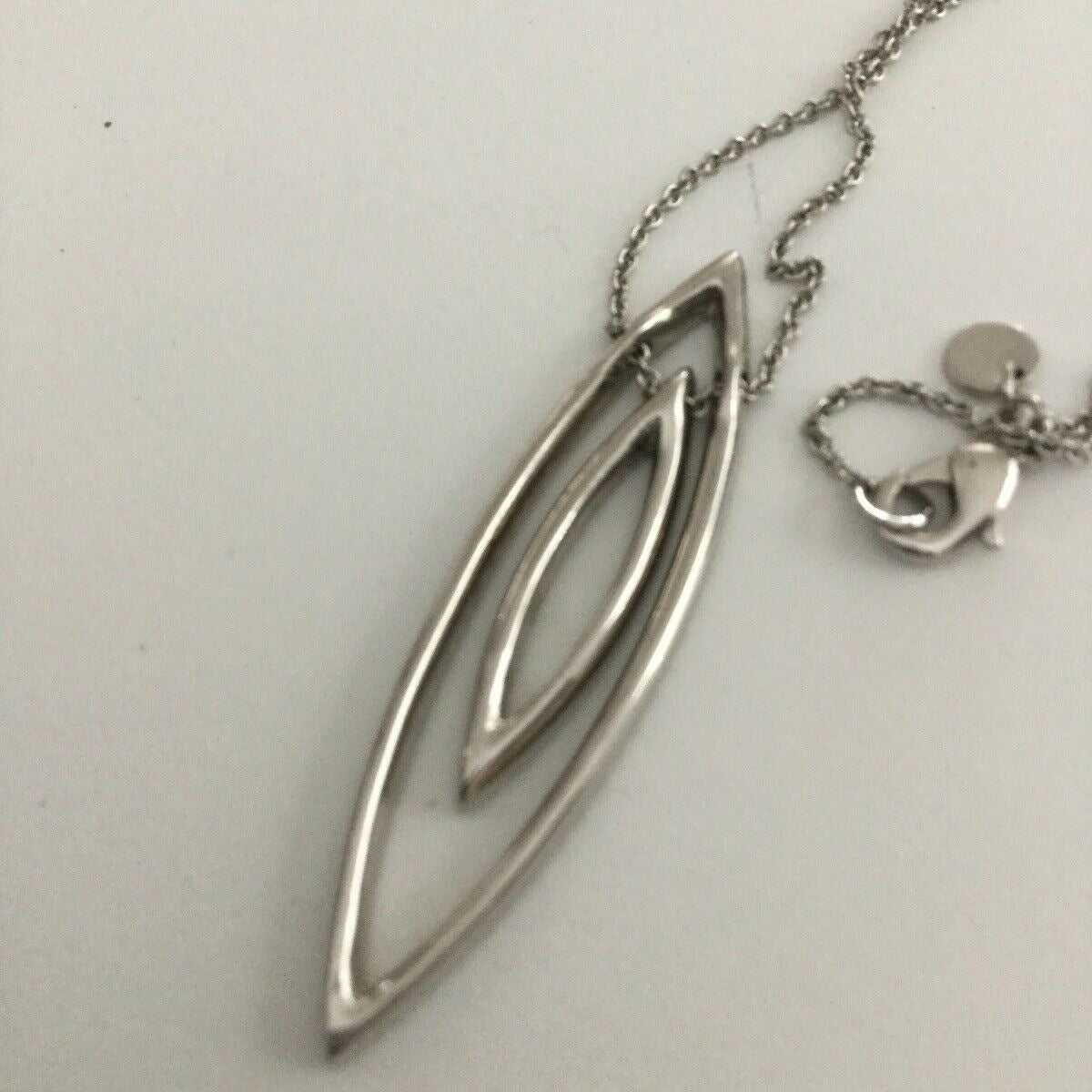 Silver Plated M&S Diamante Pendant. 16”. Oval. Art Deco Style. 1920s Style