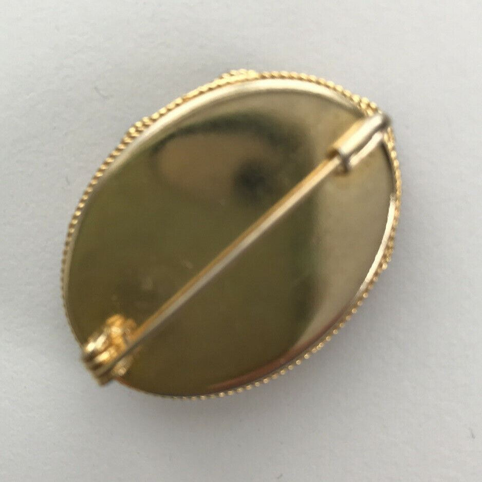 Vintage Micro Mosaic Art Deco Brooch. Gold Tone Filigree. Flower Floral