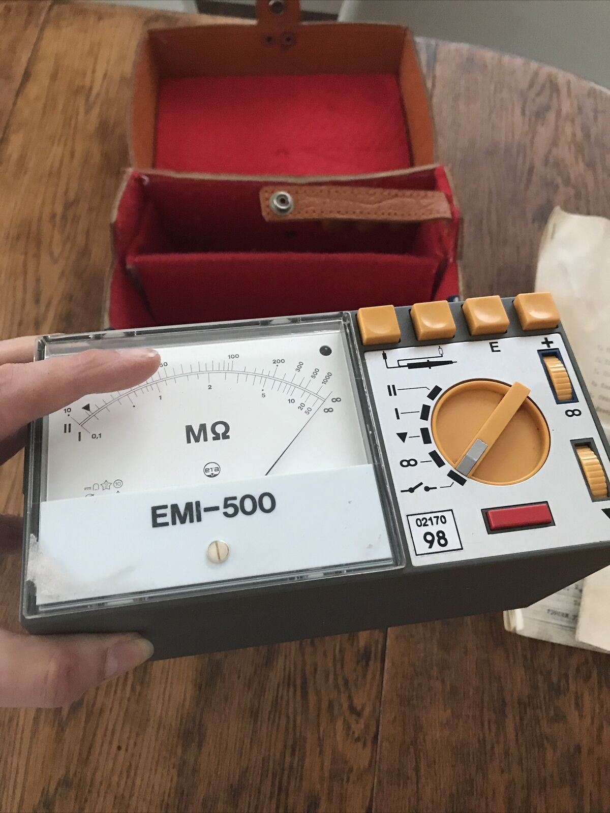 Vintage Electronic Insulation Tester EMI-500 With Case & Original Instructions 70s 80s Obrme Metrol