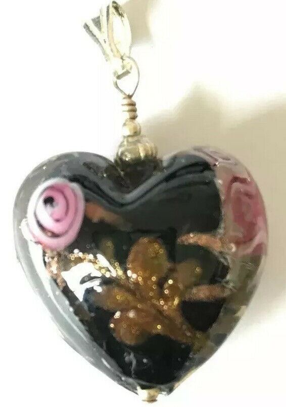 Heart Pendant - Coloured Glass With Sterling Silver Fastening - On Plated Chain - Valentines Gift