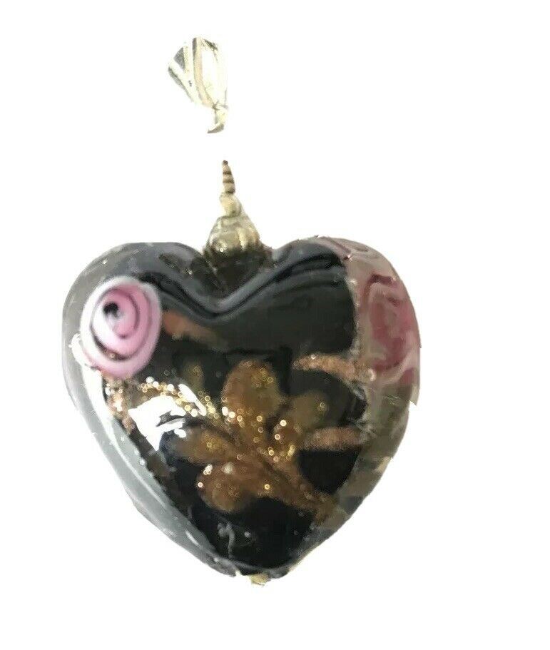 Heart Pendant - Coloured Glass With Sterling Silver Fastening - On Plated Chain - Valentines Gift