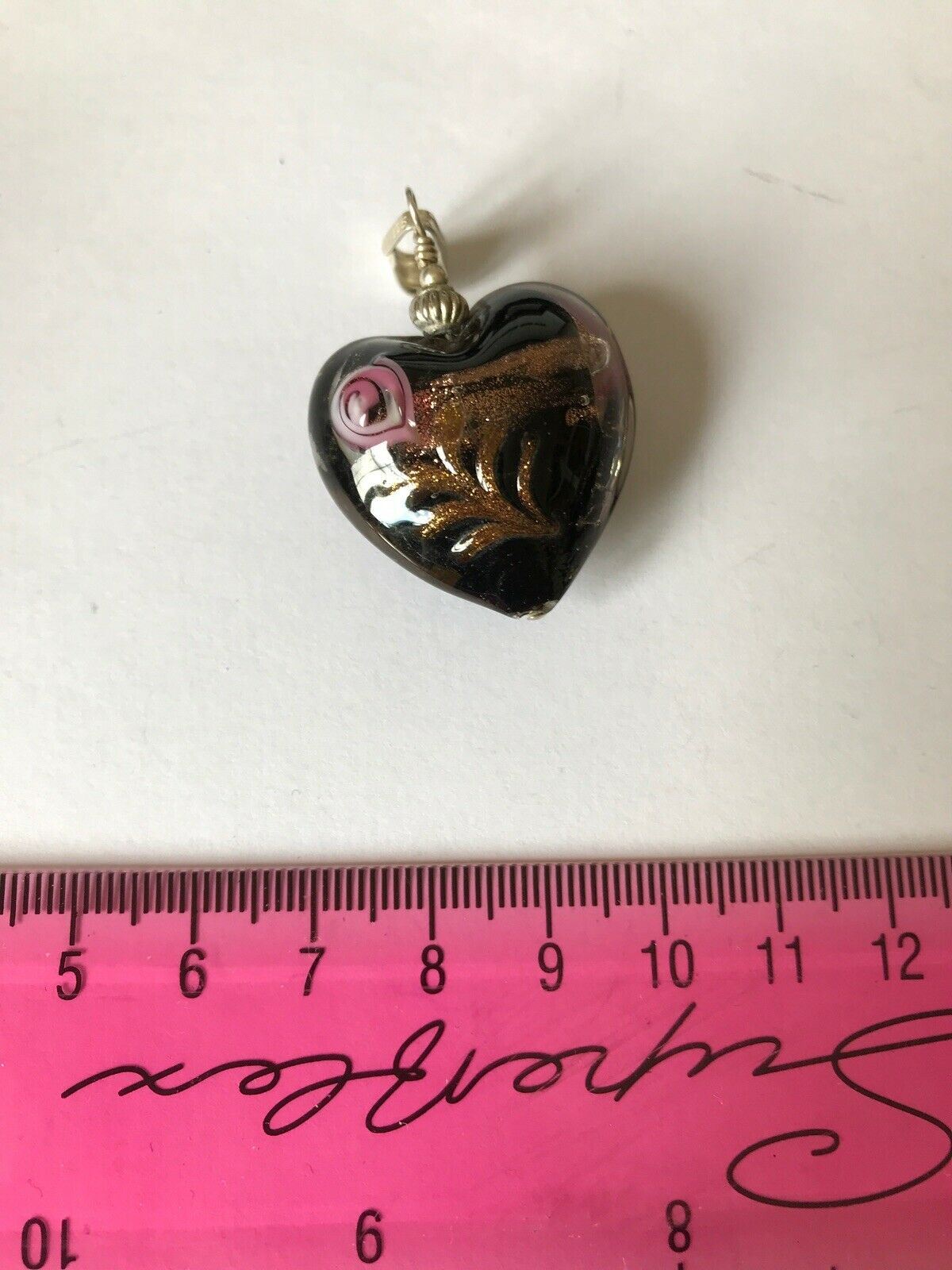 Heart Pendant - Coloured Glass With Sterling Silver Fastening - On Plated Chain - Valentines Gift