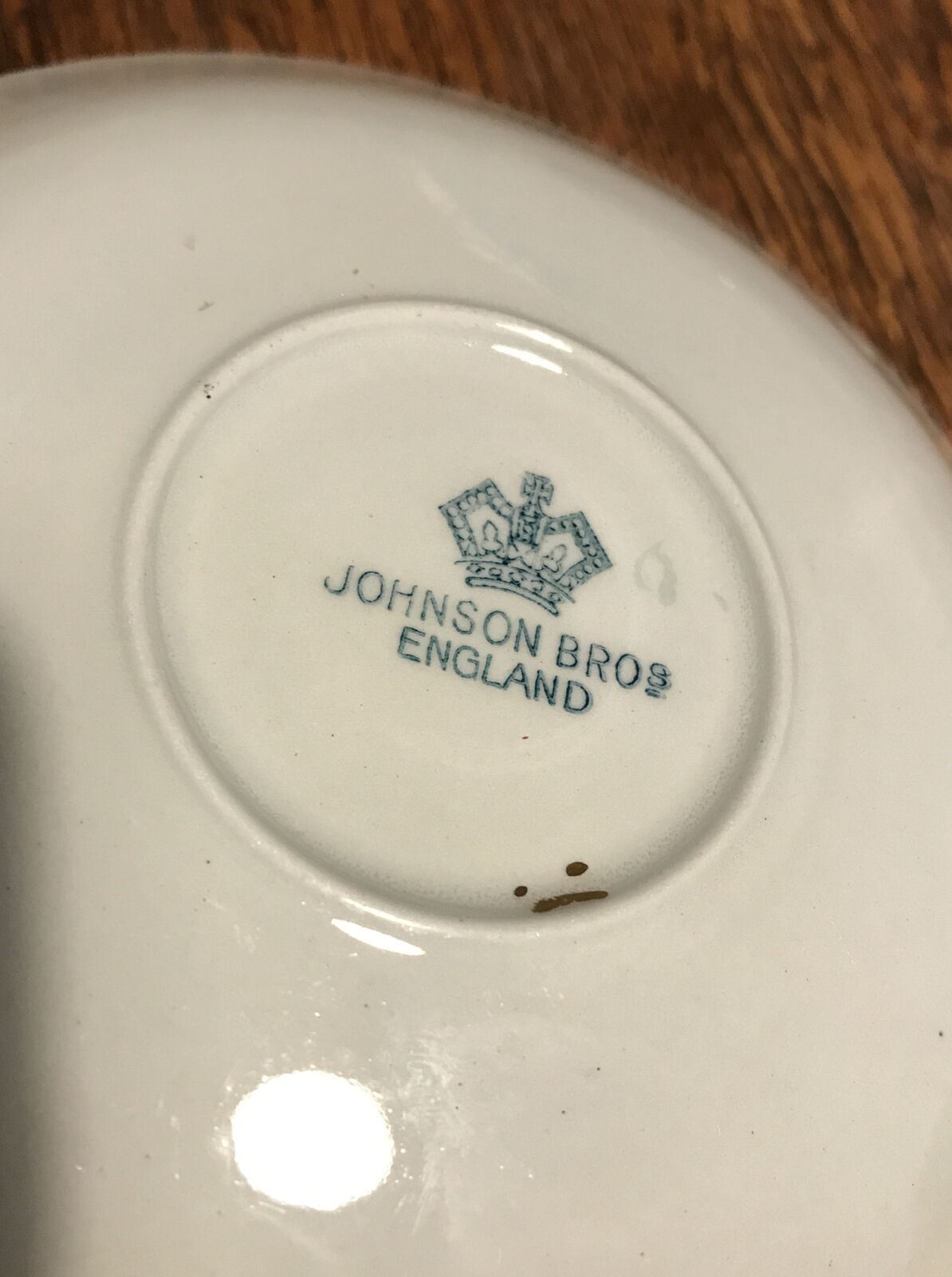 Spare Saucer - Johnson Brothers - Green With Roses - Chintzy - Chipped - Trinket Dish / Pin Dish