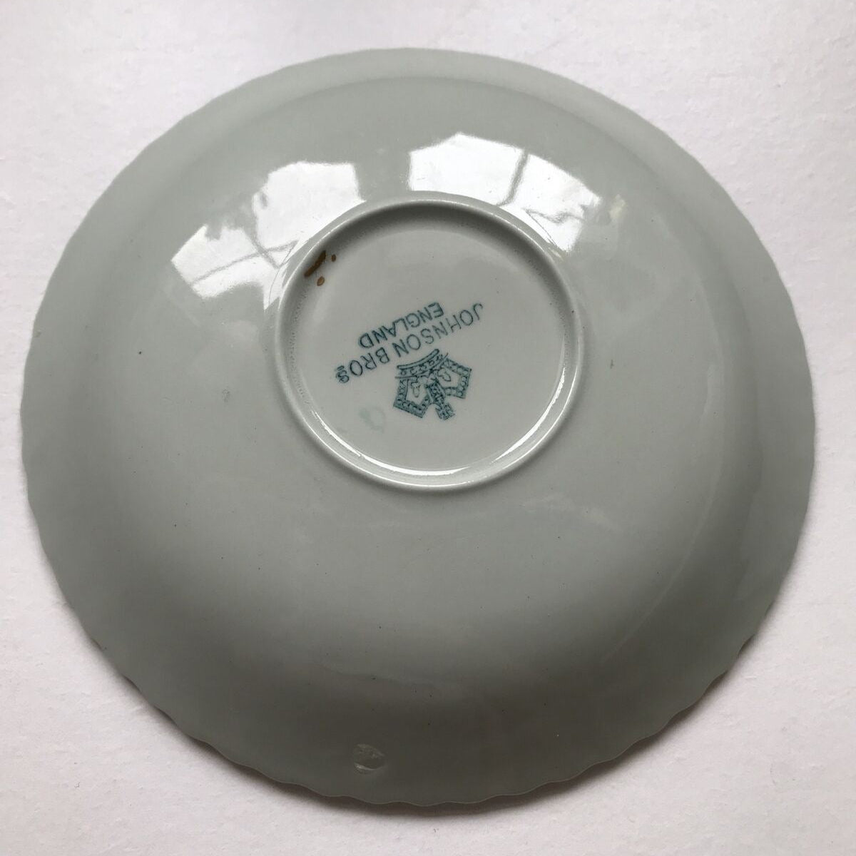 Spare Saucer - Johnson Brothers - Green With Roses - Chintzy - Chipped - Trinket Dish / Pin Dish