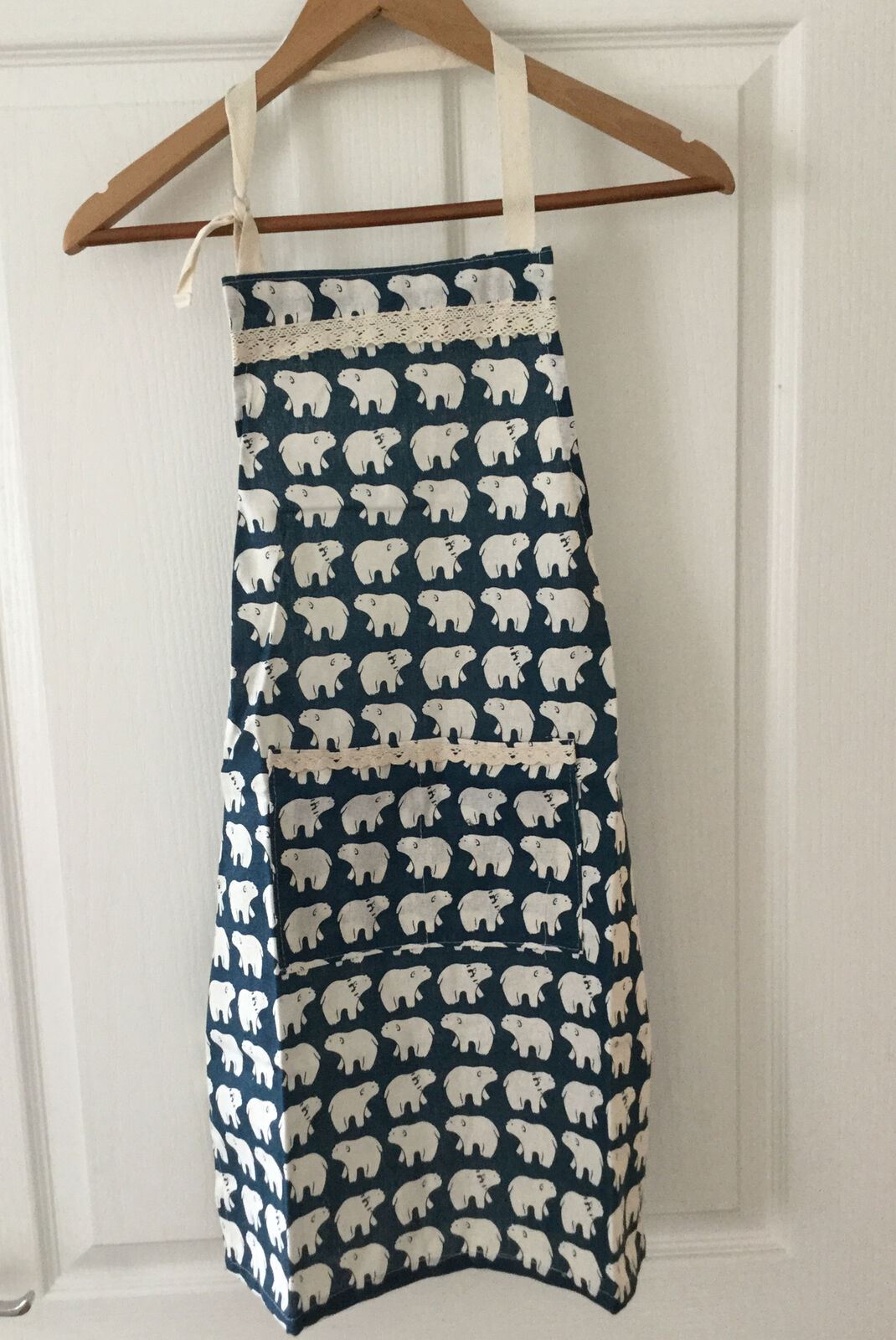 Womens Vintage Style Retro Polar Bear Apron. Teal Blue Green And Cream. Bnwot
