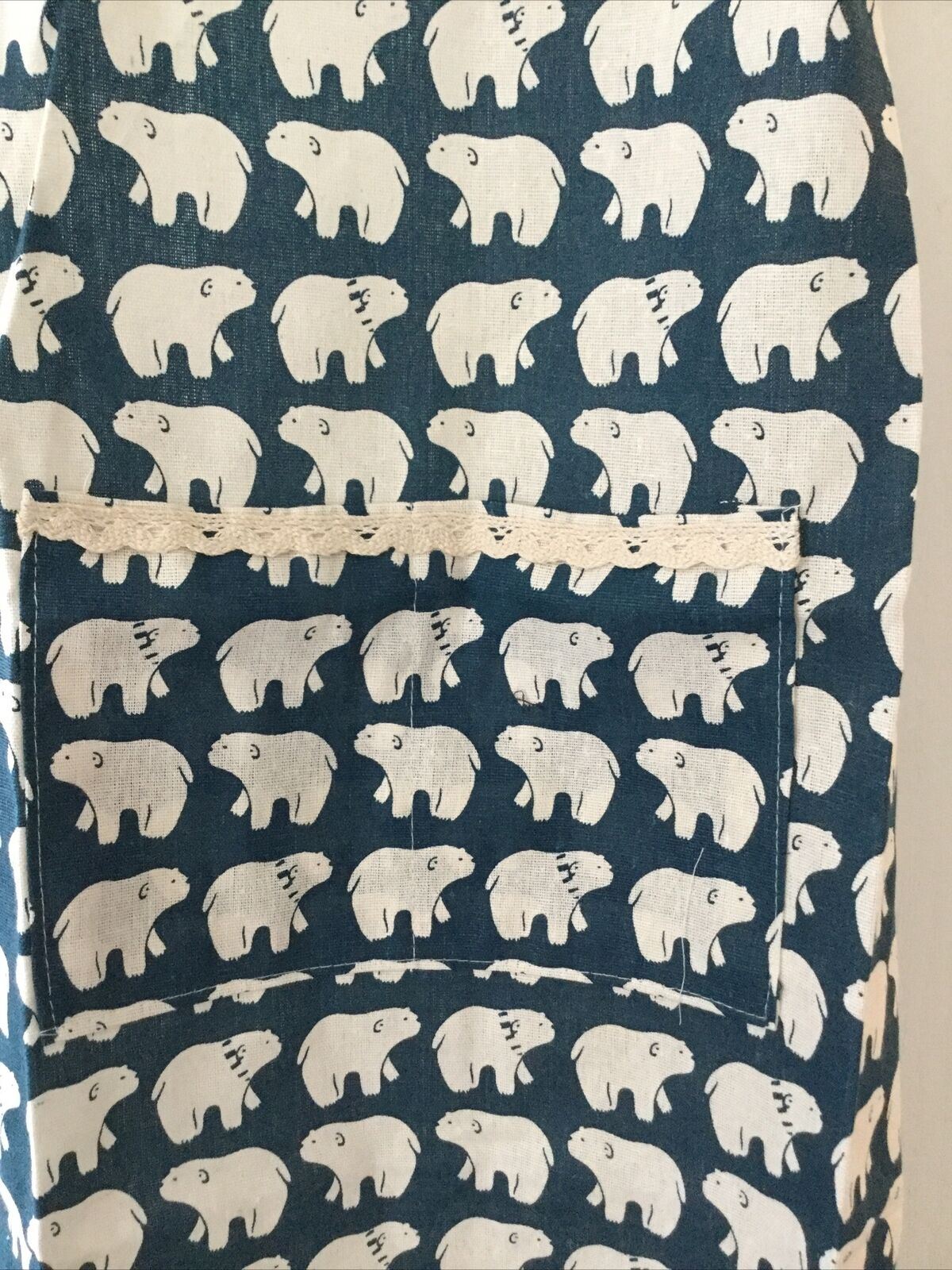 Womens Vintage Style Retro Polar Bear Apron. Teal Blue Green And Cream. Bnwot