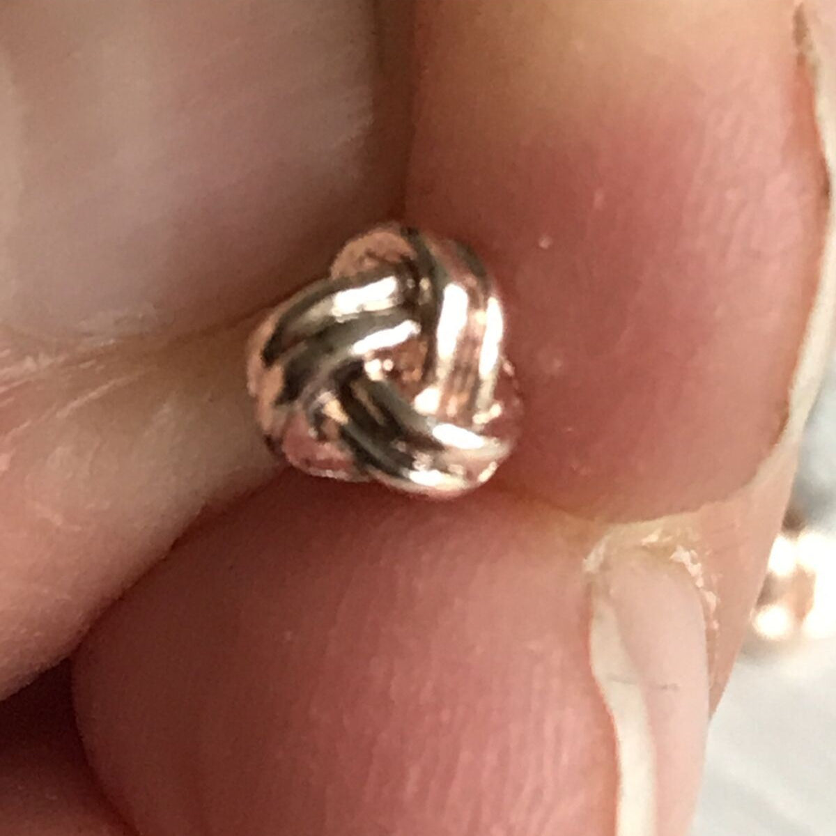 Small Knot Stud Earrings. For pierced ears. Gold Tone. Dainty Classic Lovely Gift