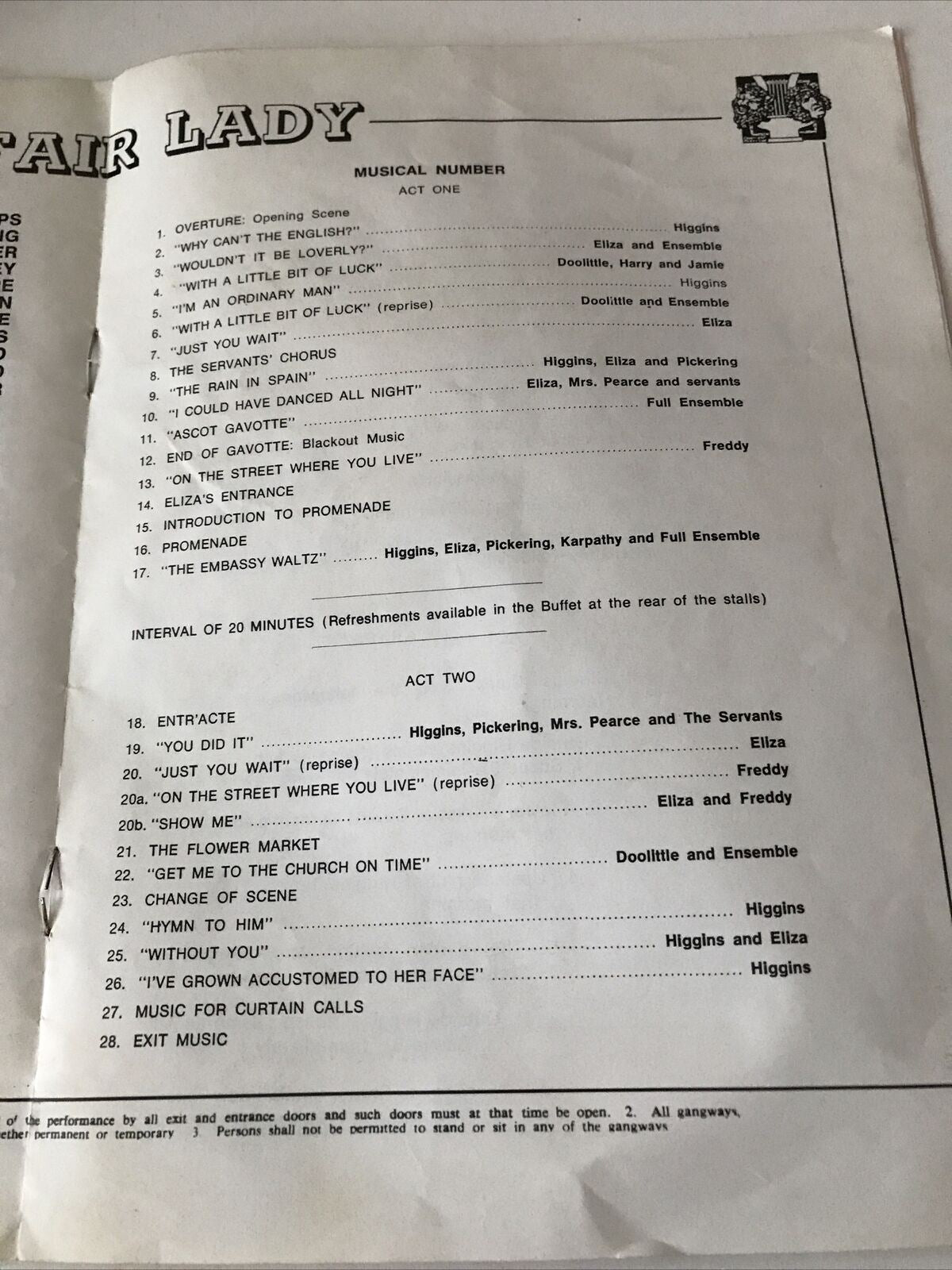 My Fair Lady Programme Hornsey Town Hall 1971. Chandos Opera Company. Sylvia Dowling.