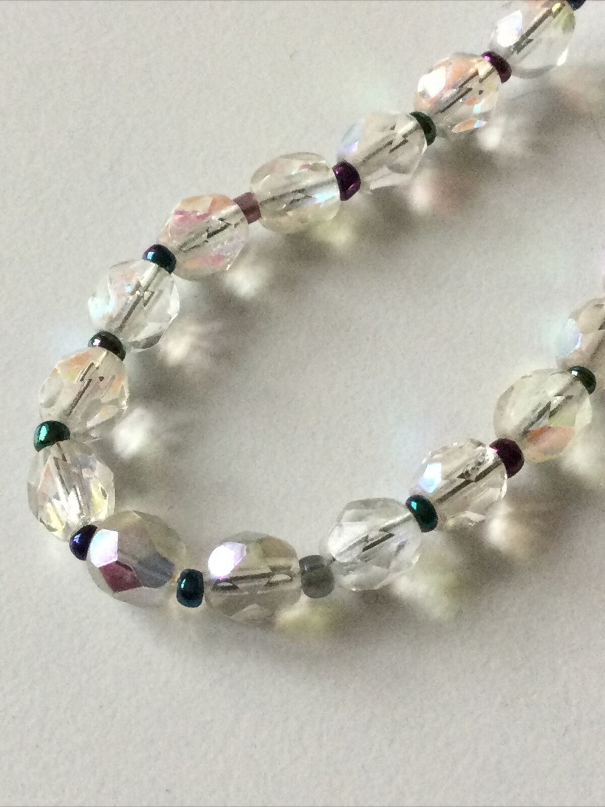 Short Choker Style 15” Vintage Glass Bead Necklace. Dainty. Classic. Retro.