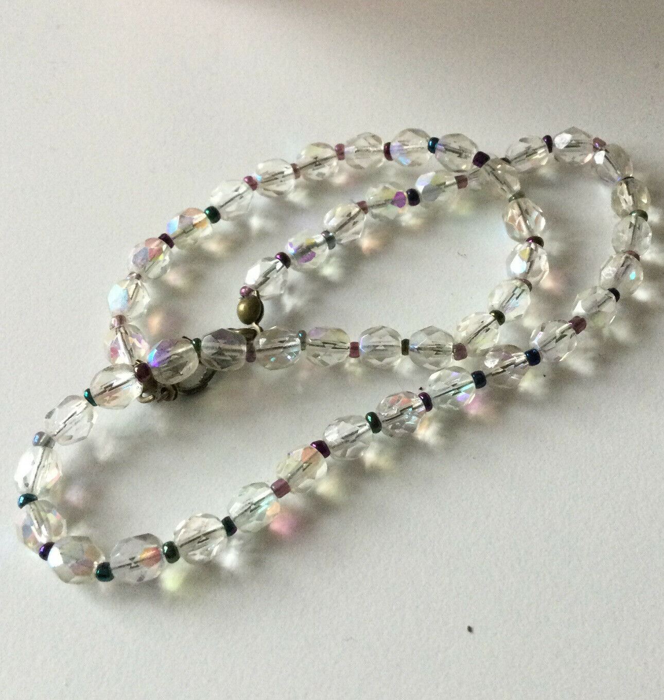 Short Choker Style 15” Vintage Glass Bead Necklace. Dainty. Classic. Retro.