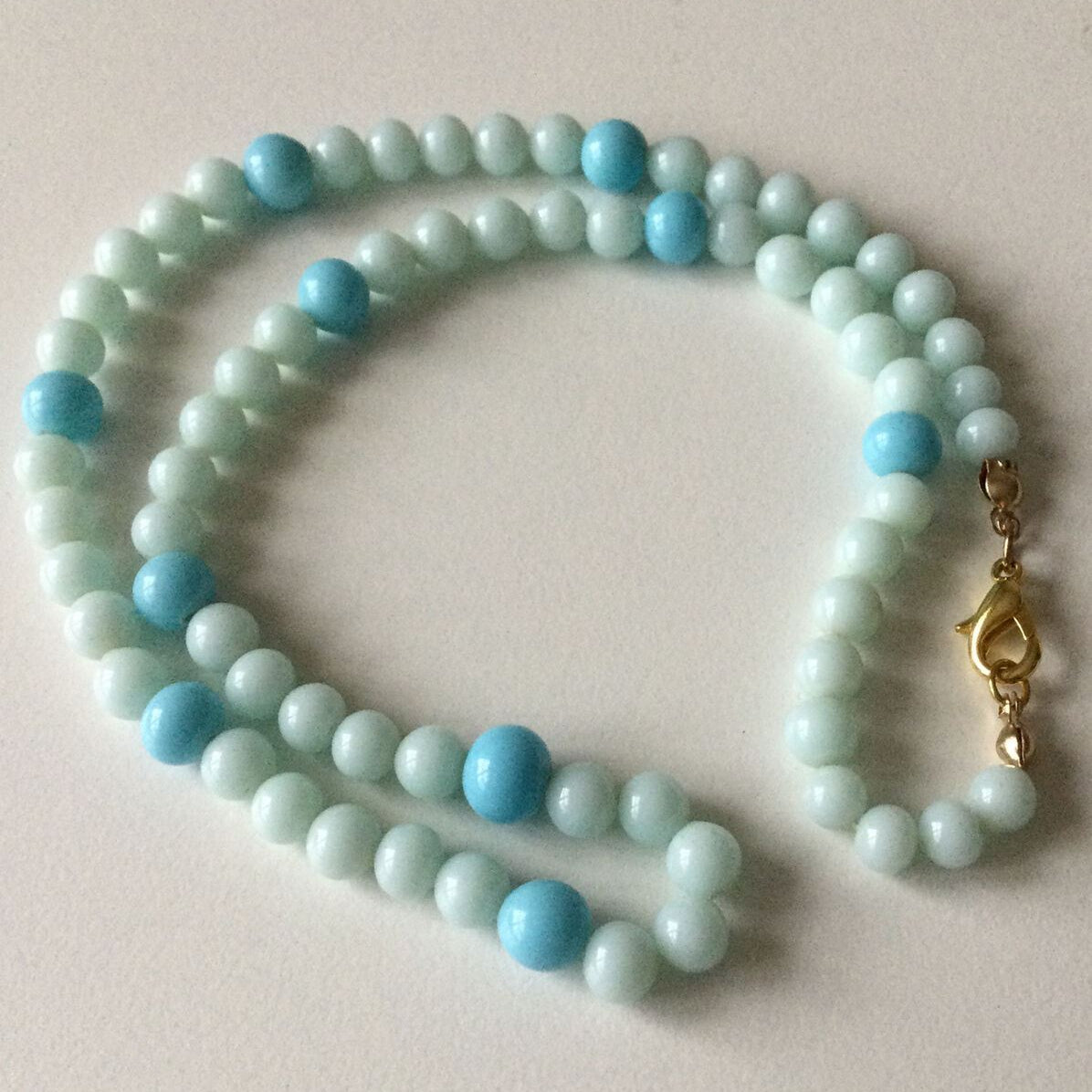 Pretty Pale Blue Vintage Bead Necklace - Dainty - 18” - Valentines Day - Mothers Day