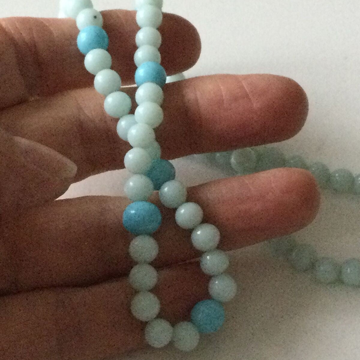 Pretty Pale Blue Vintage Bead Necklace - Dainty - 18” - Valentines Day - Mothers Day