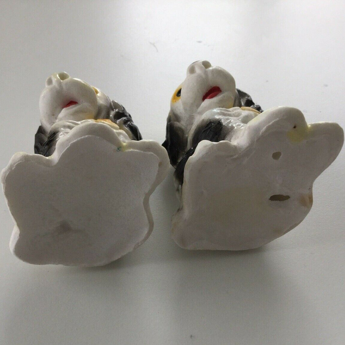 Pair Of Vintage Spaniel Dog Ornaments. Black And White. Ceramic. 1960s? Boxed