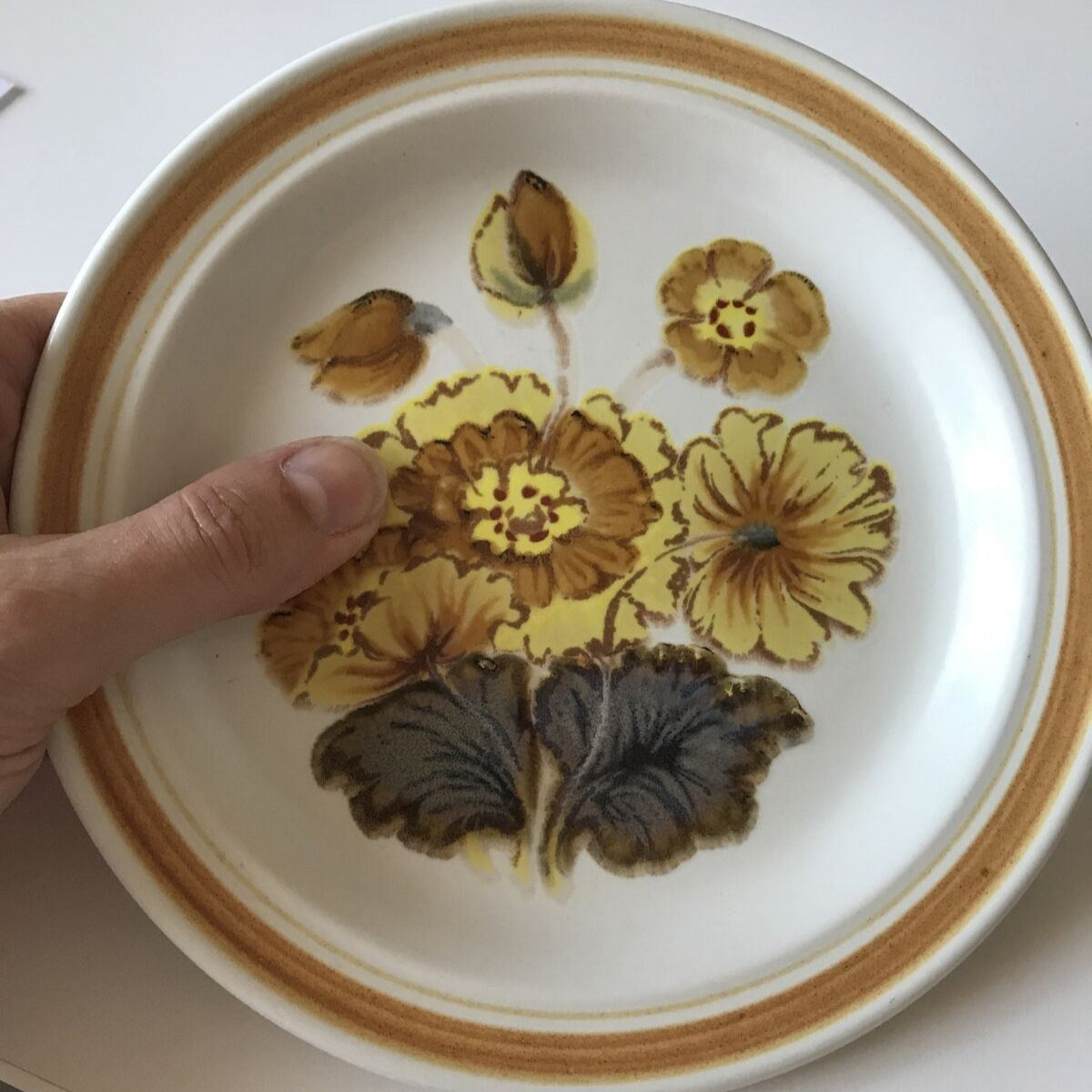 Vintage Royal Doulton Forest Glen side plate - Retro Lambeth 1973 70s Brown Yellow 17cm.