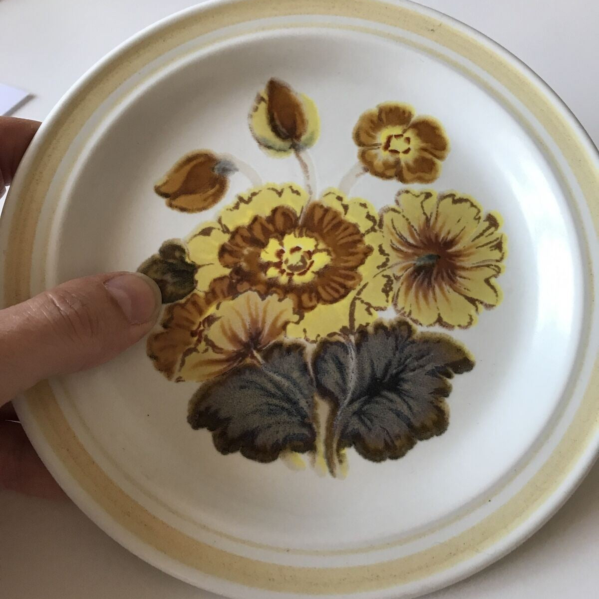 VintageRoyal Doulton Forest Glen plate. Retro Lambeth 1973 70s Brown Yellow 17cm
